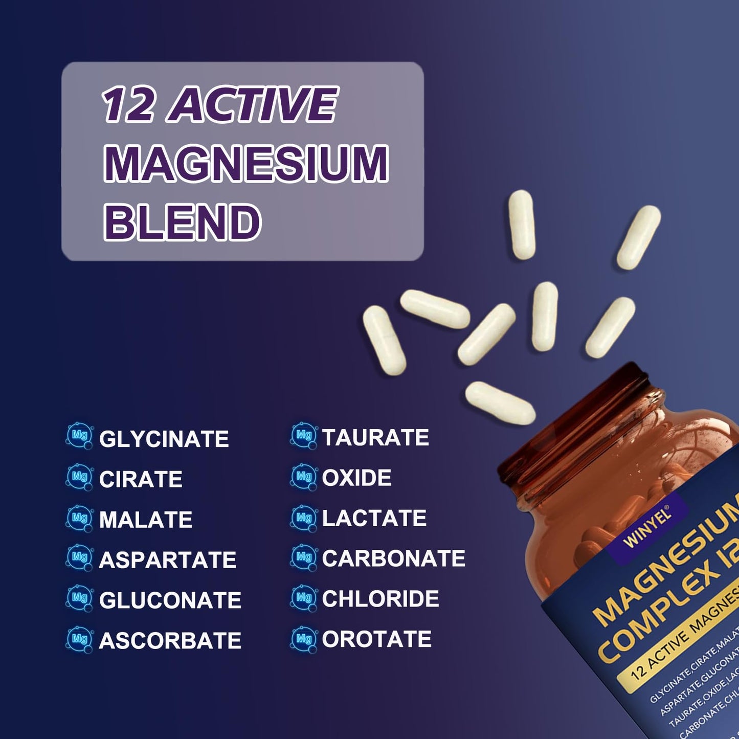 Magnesium Complex 700mg 12 in 1 Magnesium Supplement with Glycinate, Citrate, Malate | Sleep, Calm, Muscle Relaxation, Heart Health Support | Vegan 120 Capsules - dailyvitalstore