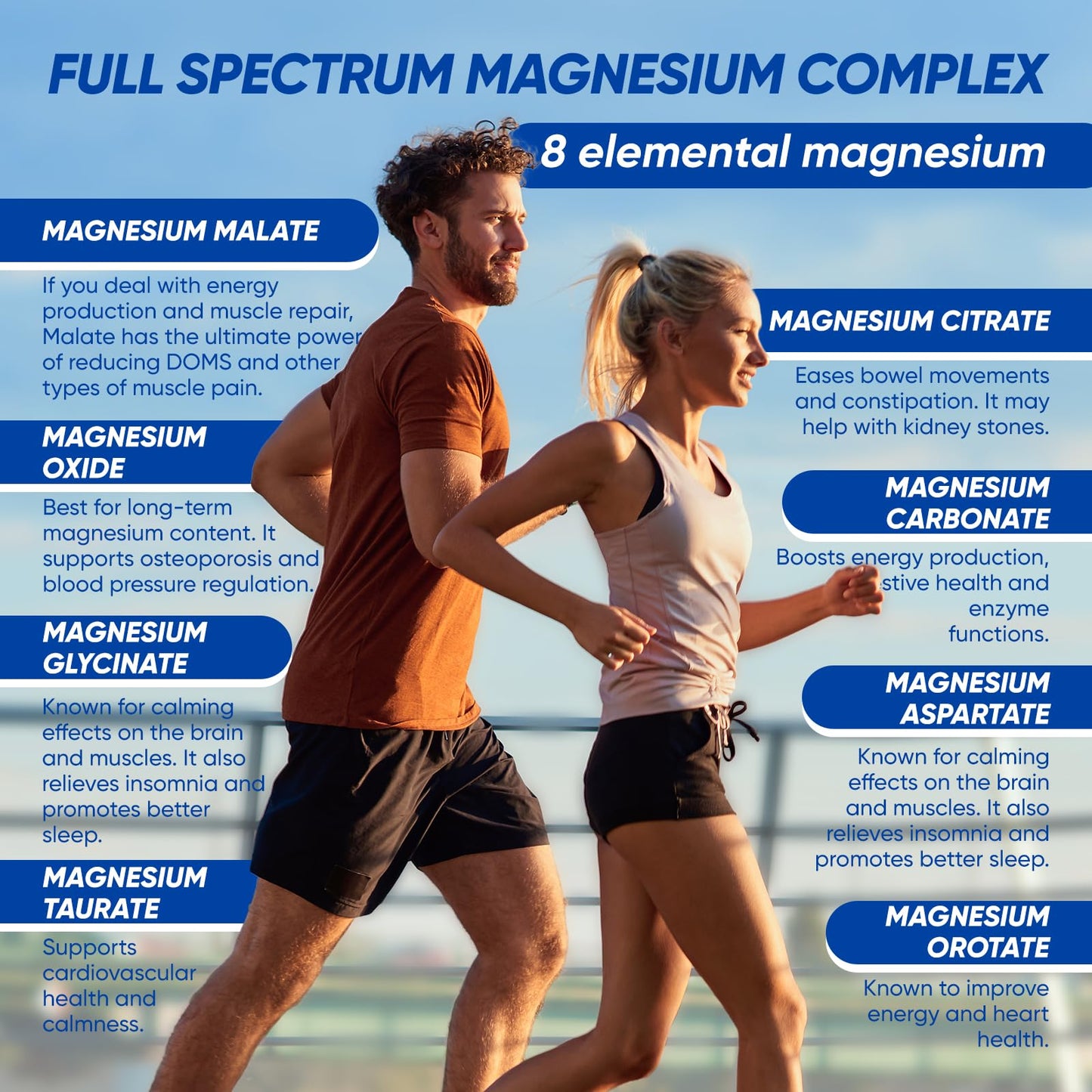 Magnesium Complex, 8 in 1, 1000mg-Glycinate, Citrate, Malate for Easy Absorption, Full Spectrum Magnesium Complex,Supports Relaxation, Sleep & Muscle Function, Magnesio Complex for Women, 180 Capsules - dailyvitalstore