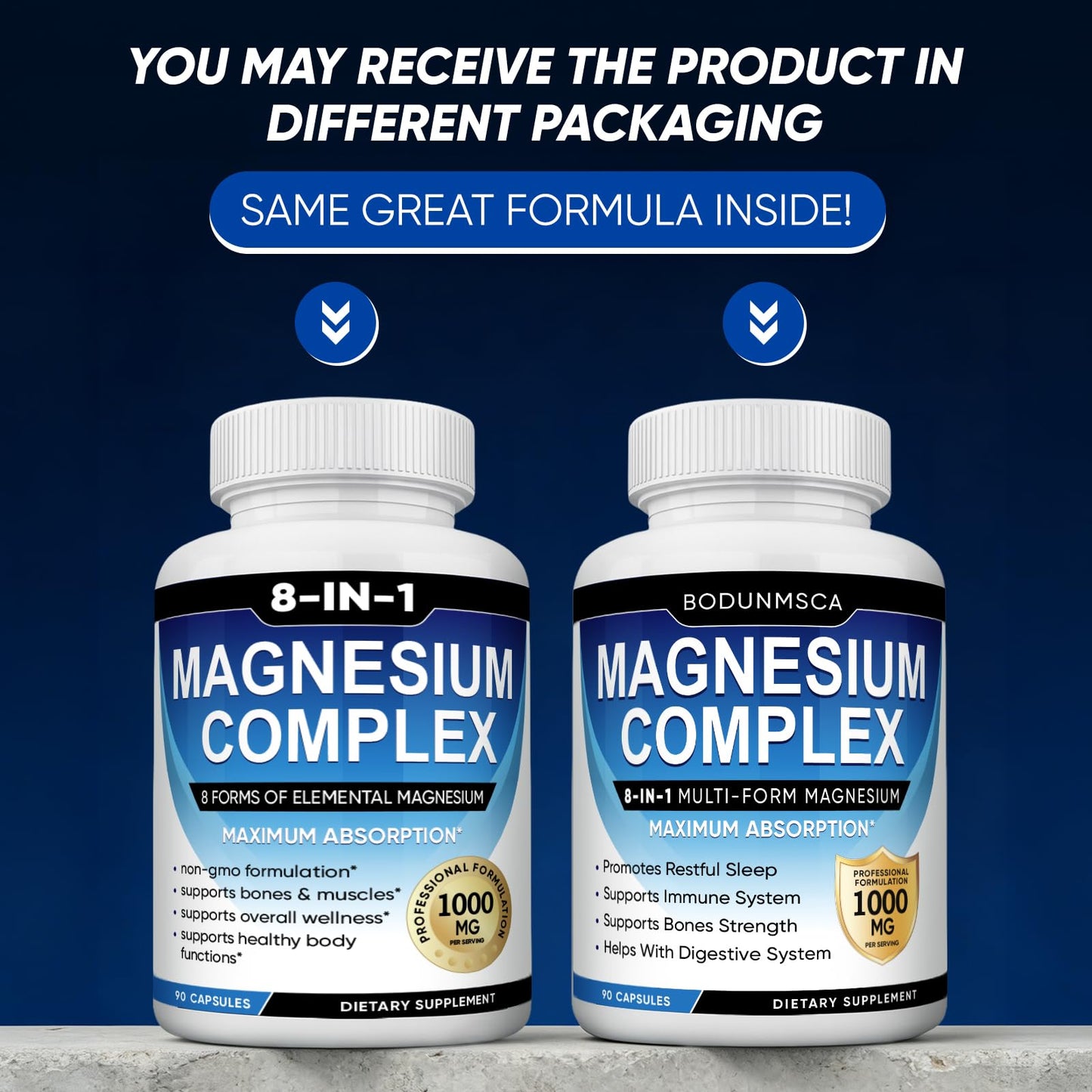 Magnesium Complex, 8 in 1, 1000mg-Glycinate, Citrate, Malate for Easy Absorption, Full Spectrum Magnesium Complex,Supports Relaxation, Sleep & Muscle Function, Magnesio Complex for Women, 180 Capsules - dailyvitalstore