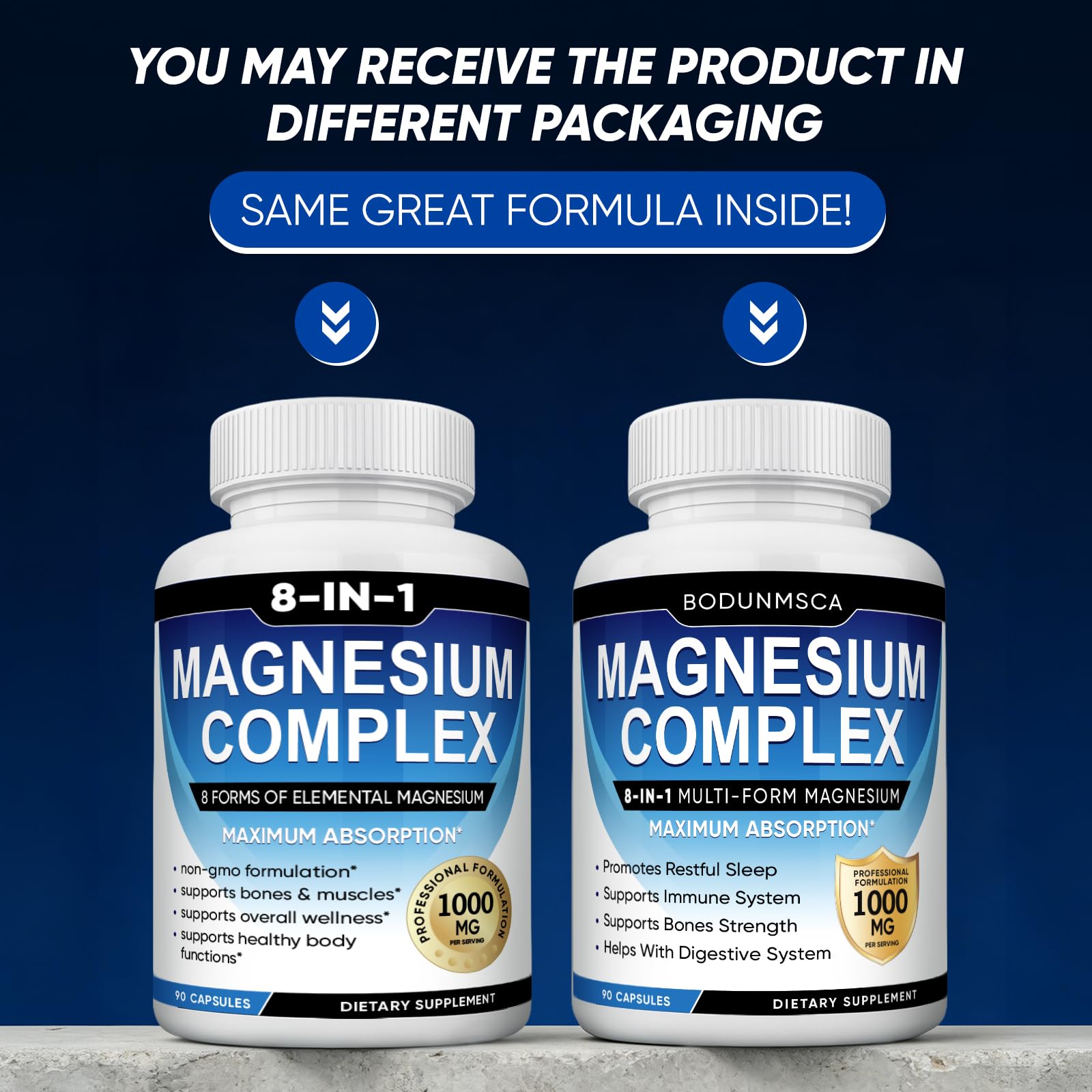 Magnesium Complex, 8 in 1, 1000mg-Glycinate, Citrate, Malate for Easy Absorption, Full Spectrum Magnesium Complex,Supports Relaxation, Sleep & Muscle Function, Magnesio Complex for Women, 180 Capsules - dailyvitalstore