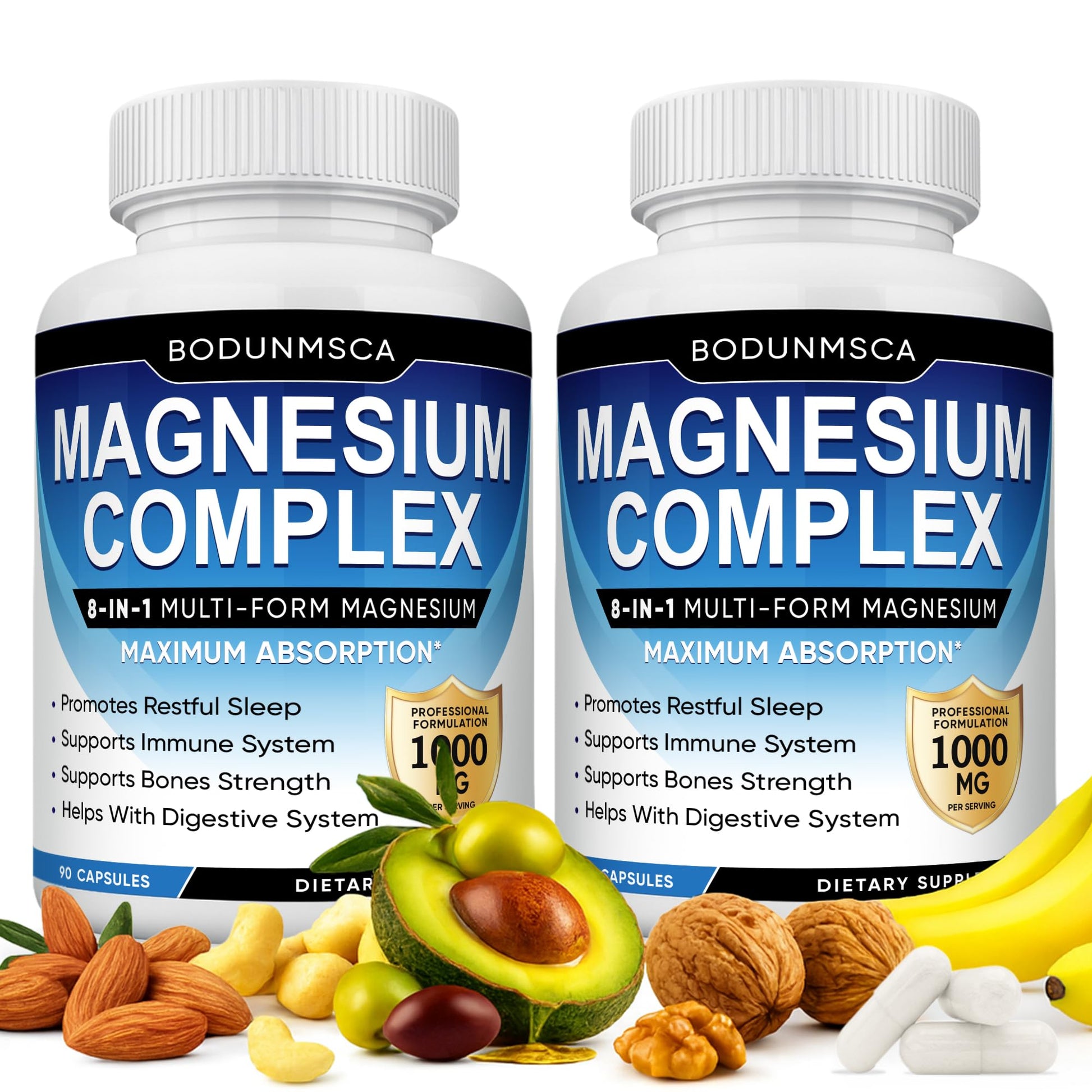 Magnesium Complex, 8 in 1, 1000mg-Glycinate, Citrate, Malate for Easy Absorption, Full Spectrum Magnesium Complex,Supports Relaxation, Sleep & Muscle Function, Magnesio Complex for Women, 180 Capsules - dailyvitalstore