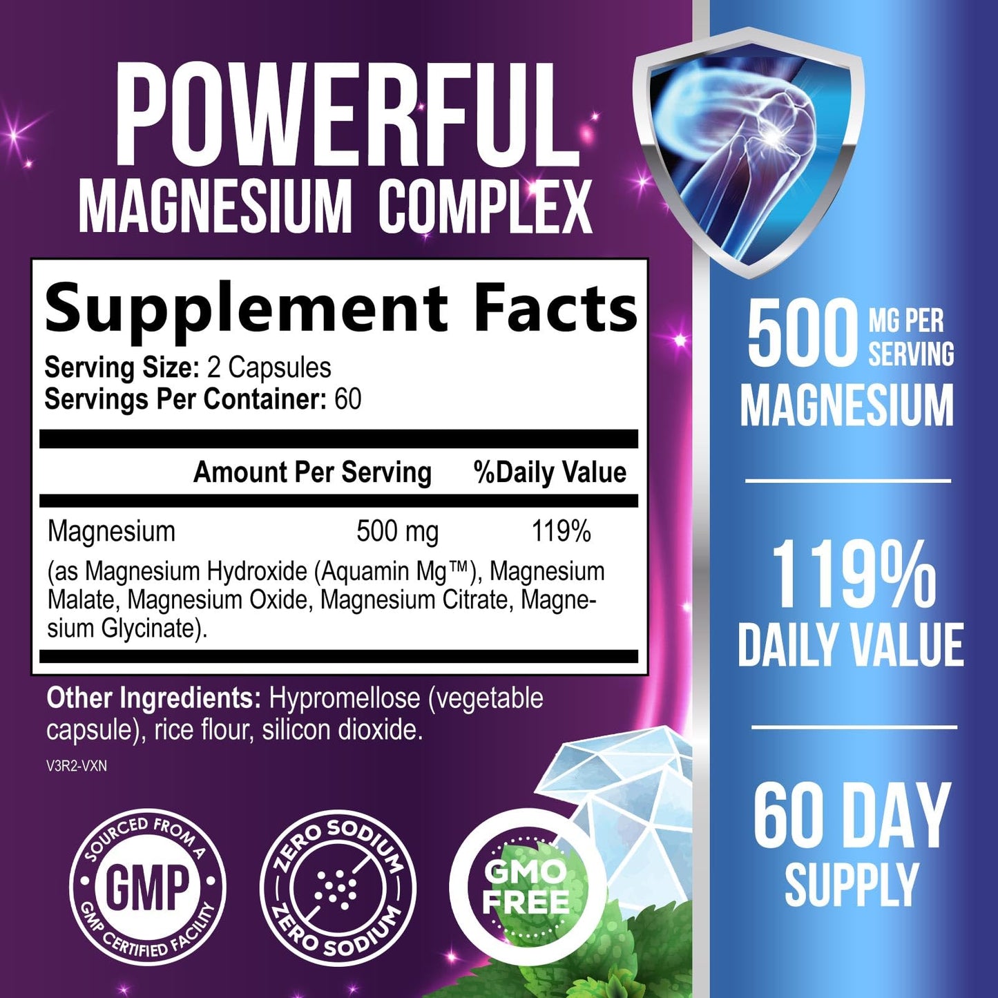 Magnesium Complex Capsules - 500mg per Serving Magnesium - High Absorption Chelated Mineral Supplement - with Oxide, Glycinate, Malate, Citrate for Muscle Bone and Heart Health Support - 120 Capsules - dailyvitalstore