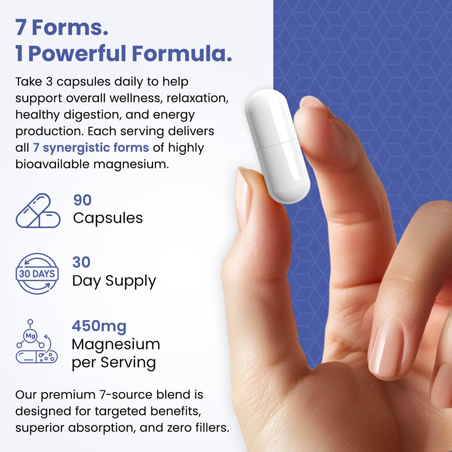 Magnesium Complex for Sleep, Relaxation, Digestion & Calm – Magnesium Glycinate, Citrate, Bisglycinate, Carbonate, Malate, Orotate, Taurate, + Humic/Fulvic for High Absorption - 90 ct. - dailyvitalstore