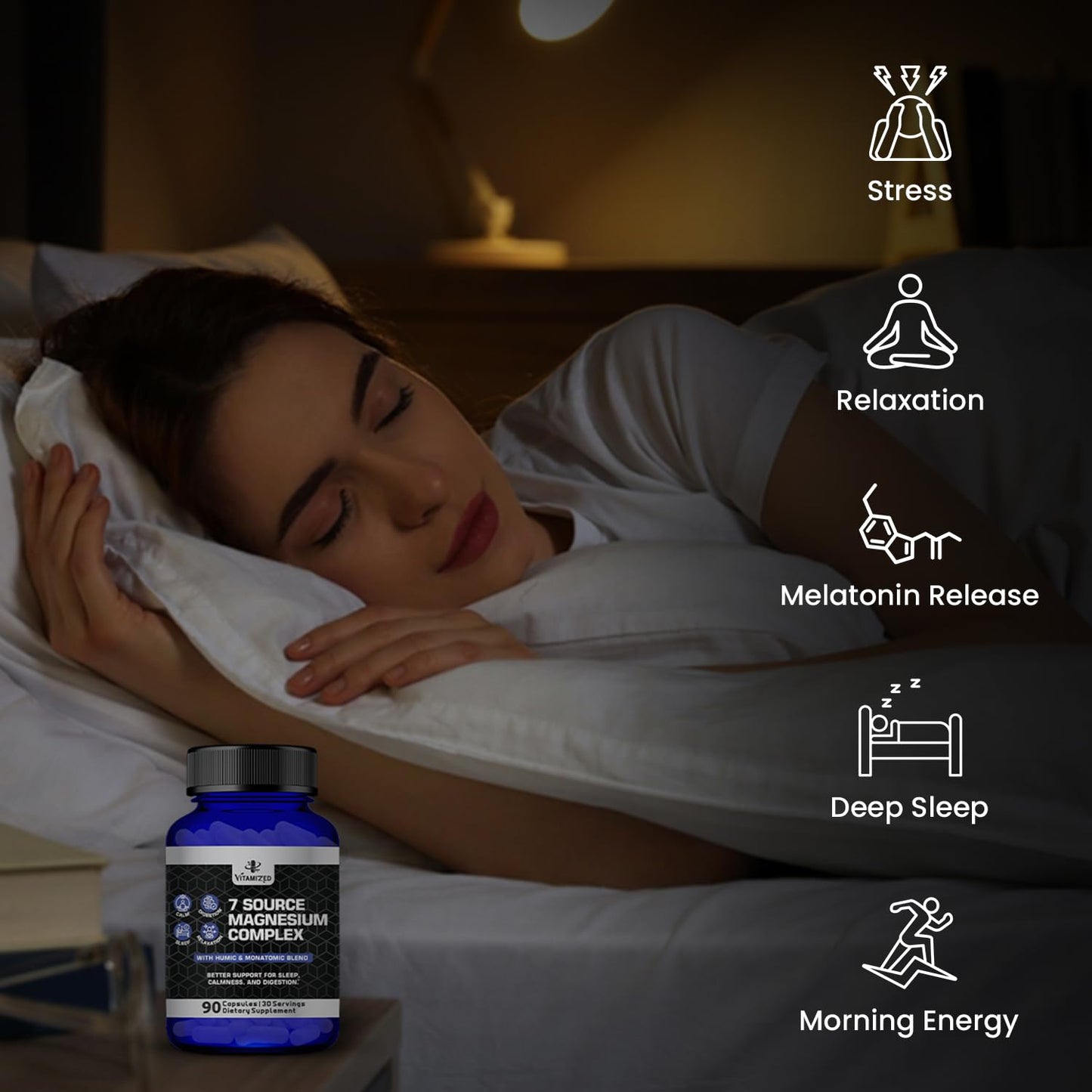 Magnesium Complex for Sleep, Relaxation, Digestion & Calm – Magnesium Glycinate, Citrate, Bisglycinate, Carbonate, Malate, Orotate, Taurate, + Humic/Fulvic for High Absorption - 90 ct. - dailyvitalstore