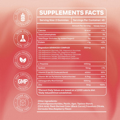 Magnesium Complex for Women Calm Magnesium Glycinate Gummies 400mg Individually Wrapped 16 in 1 90 Sugar-Free L-Threonate,Ashwagandha Root Extract,Vitamin B6,D3,Magnesium Supplement - dailyvitalstore