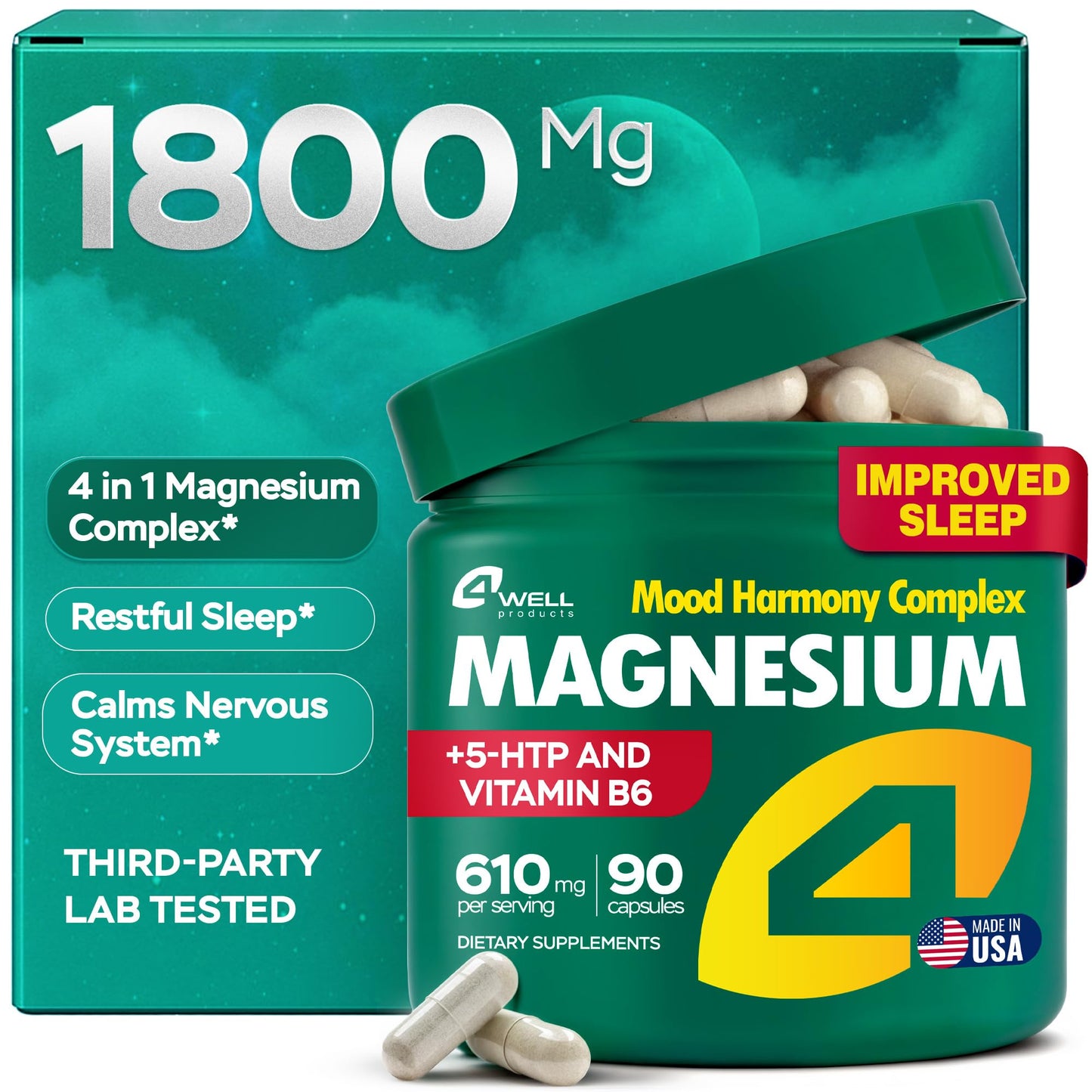 Magnesium Complex for Women – Magnesium for Sleep, Advanced 610mg with Glycinate, Citrate & Vitamin B6 for 3X Absorption + 5-HTP – Supports Sleep, Relaxation, Nerve, Muscle, Bone & Energy Health - dailyvitalstore