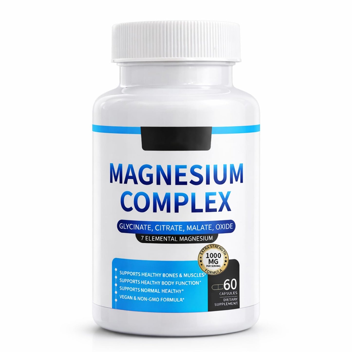 Magnesium Complex for Women & Men 1000mg — 7-in-1 Magnesium (Glycinate, Citrate & Malate) for Sleep Support, Stress Relief, Muscle Recovery — Vegan, 60 Capsules - dailyvitalstore