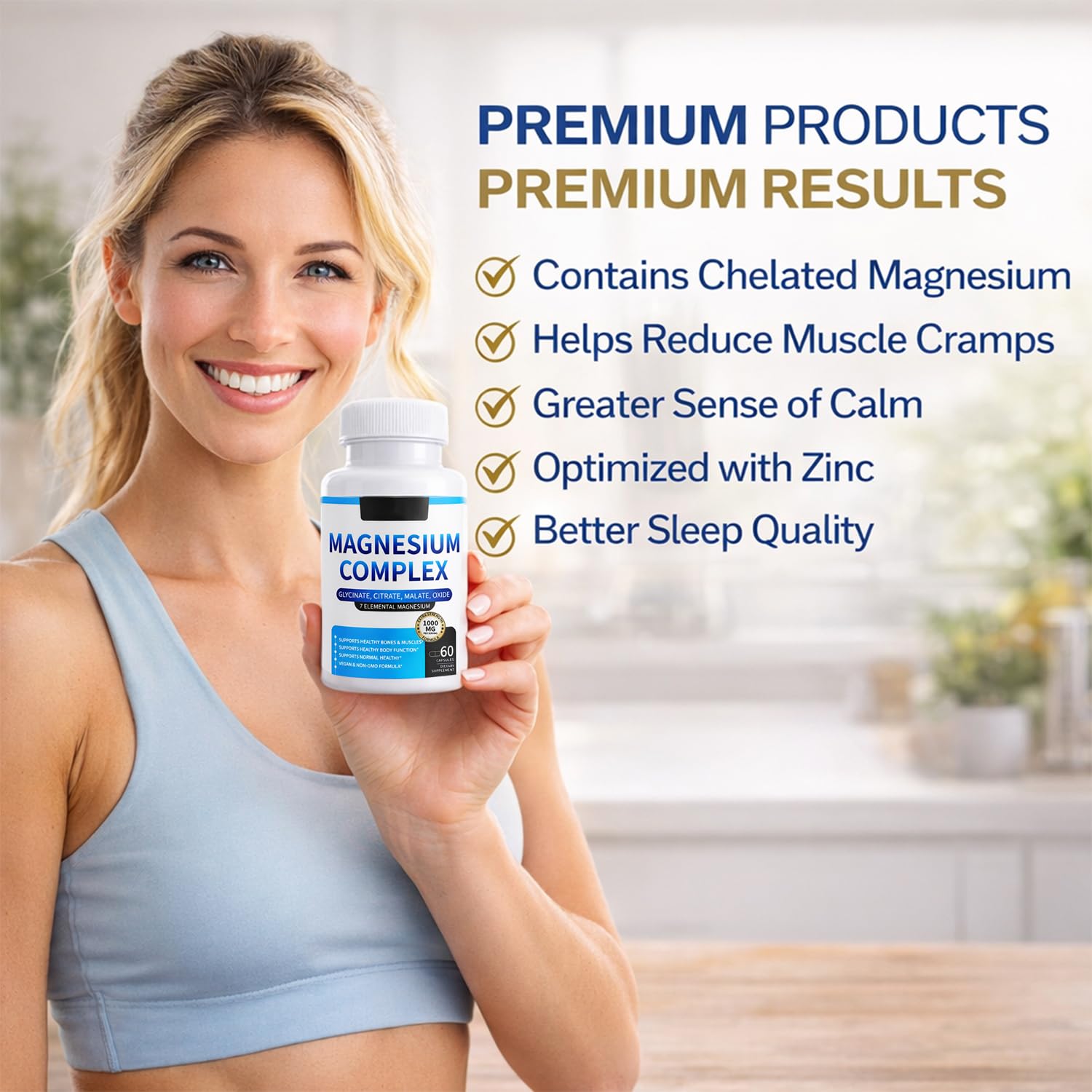 Magnesium Complex for Women & Men 1000mg — 7-in-1 Magnesium (Glycinate, Citrate & Malate) for Sleep Support, Stress Relief, Muscle Recovery — Vegan, 60 Capsules - dailyvitalstore