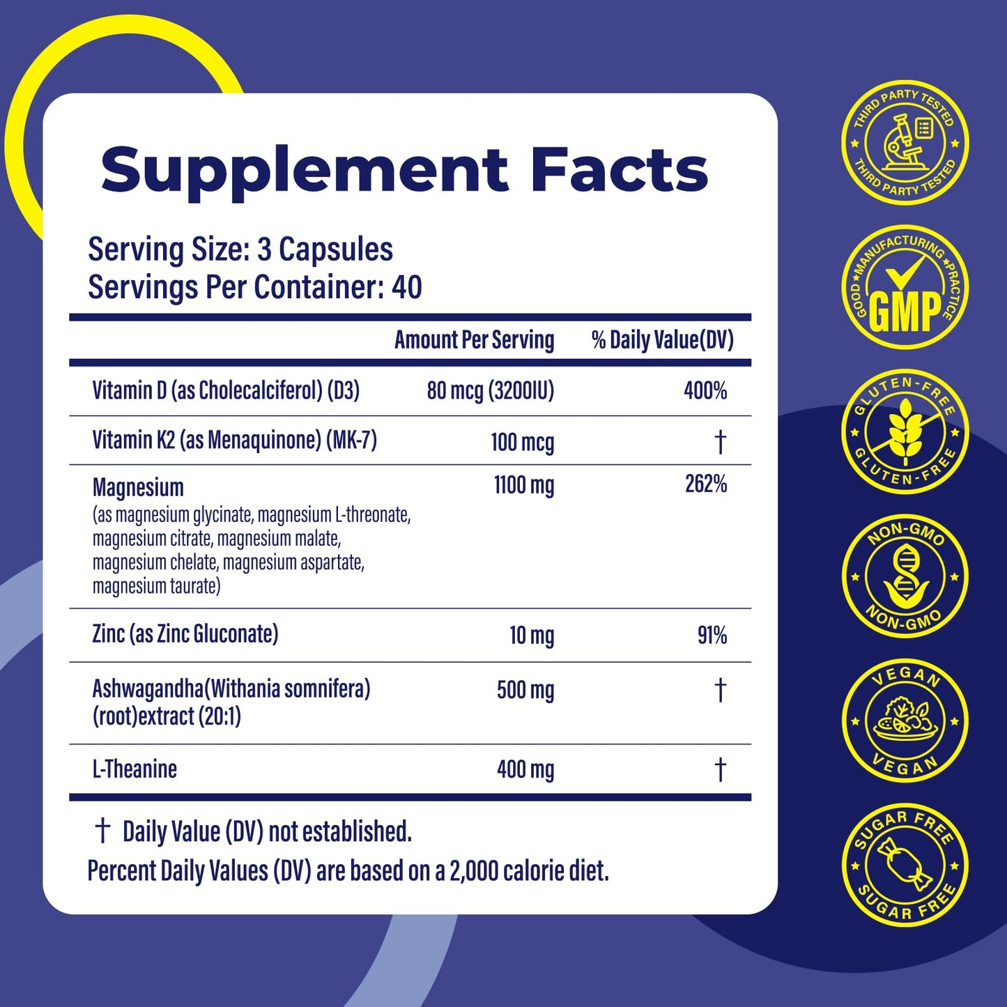 Magnesium Complex for Women & Men 1100mg, 7-in-1 Magnesium Supplement with Ashwagandha & L-Theanine for Calm & Sleep Support, High Absorption, Vegan 120 Capsules - dailyvitalstore