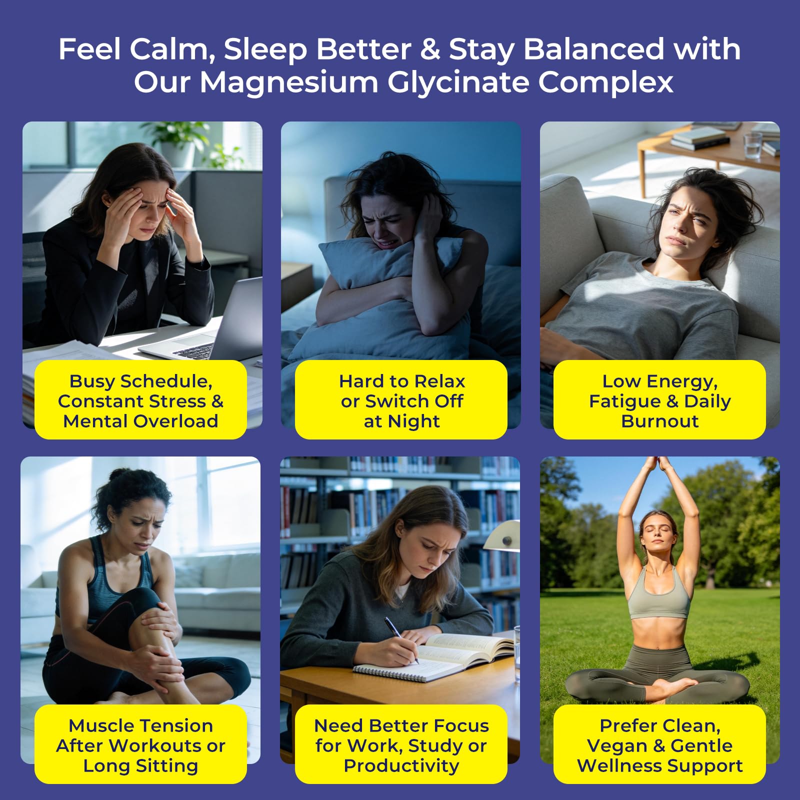 Magnesium Complex for Women & Men 1100mg, 7-in-1 Magnesium Supplement with Ashwagandha & L-Theanine for Calm & Sleep Support, High Absorption, Vegan 120 Capsules - dailyvitalstore