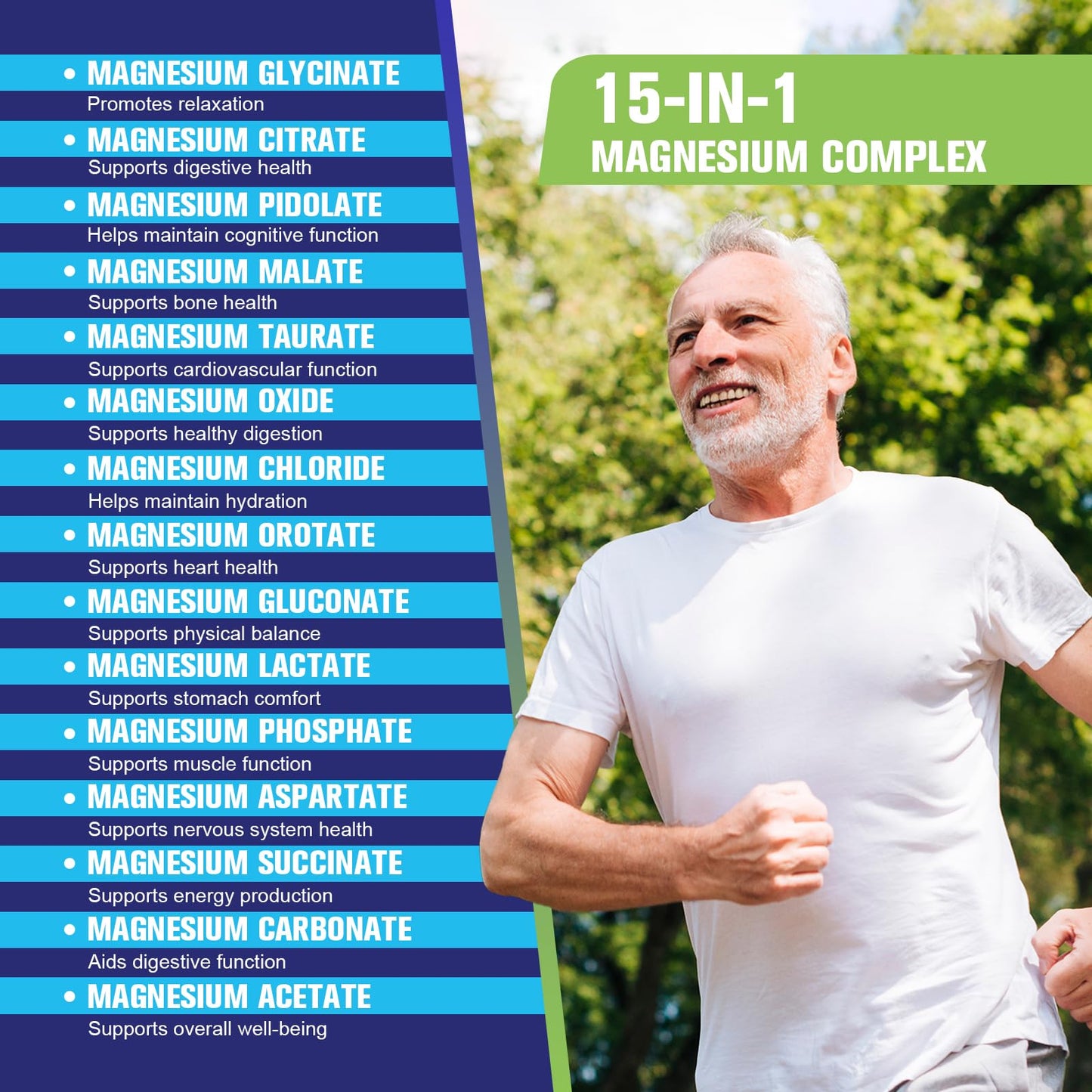 Magnesium Complex for Women Men 1350mg 15 in 1 Pure Magnesium Supplement, with High Absorption Chelated Magnesium Glycinate Citrate Malate & More for Muscle, Heart, Sleep & Bone Support, Vegan 60 Days - dailyvitalstore