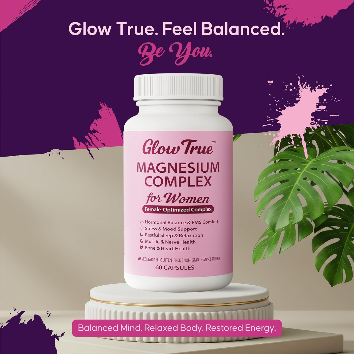 Magnesium Complex for Women – Spectrum 5-Form Magnesium Complex (500 mg), High Absorption Glycinate, Citrate, Oxide & Malate – Vegan, Non-GMO Supports Sleep, Energy, Hormone & Bone – 60 Capsules - dailyvitalstore