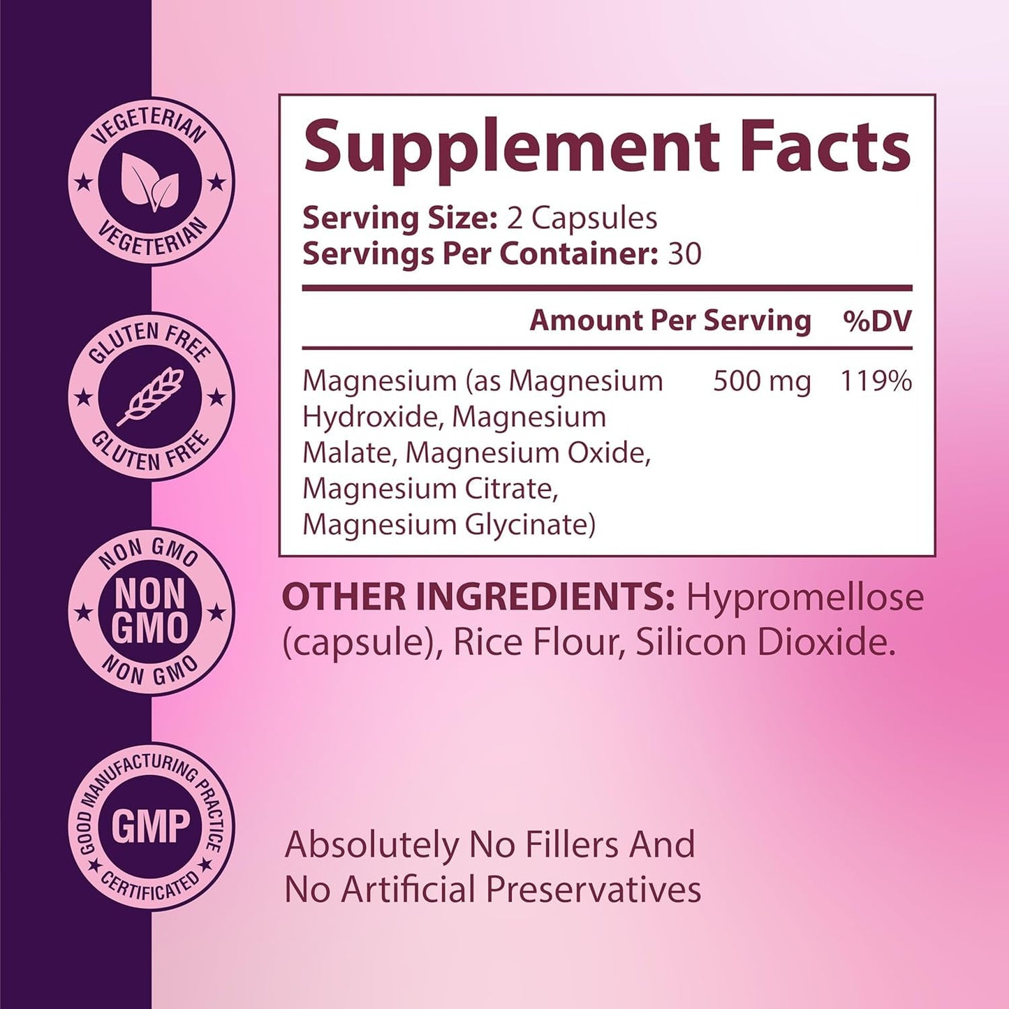 Magnesium Complex for Women – Spectrum 5-Form Magnesium Complex (500 mg), High Absorption Glycinate, Citrate, Oxide & Malate – Vegan, Non-GMO Supports Sleep, Energy, Hormone & Bone – 60 Capsules - dailyvitalstore