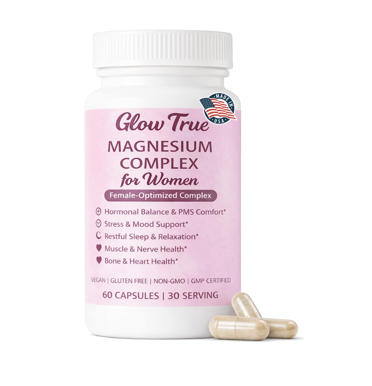 Magnesium Complex for Women – Spectrum 5-Form Magnesium Complex (500 mg), High Absorption Glycinate, Citrate, Oxide & Malate – Vegan, Non-GMO Supports Sleep, Energy, Hormone & Bone – 60 Capsules - dailyvitalstore