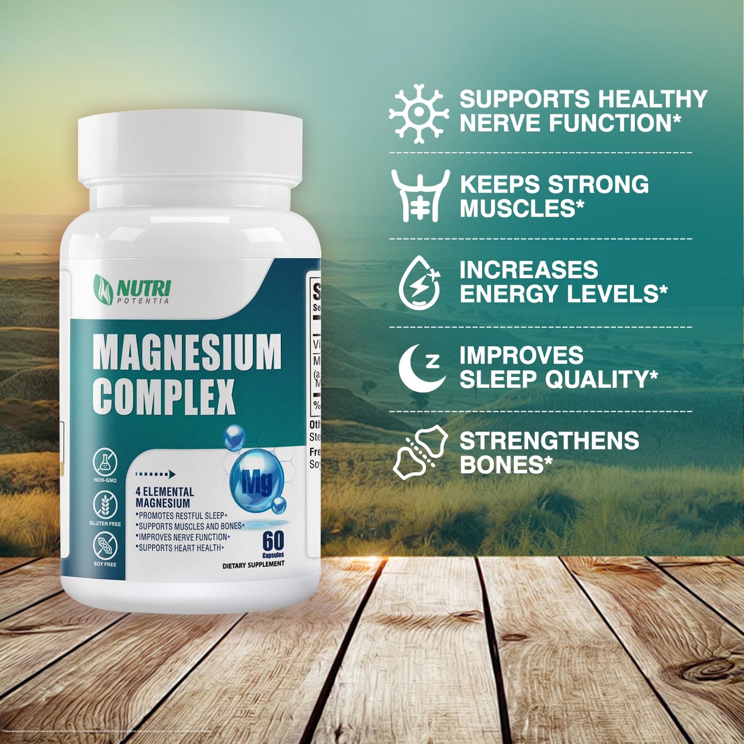 Magnesium Complex for Women&Men,With Glycinate Malate Citrate Taurate.Support for Sleep,Stress Relief,Cognitive Function,Magnesium Supplement 500mg,Third-Party Tested(Made & Tested in USA)-60 Capsules - dailyvitalstore