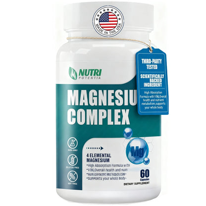 Magnesium Complex for Women&Men,With Glycinate Malate Citrate Taurate.Support for Sleep,Stress Relief,Cognitive Function,Magnesium Supplement 500mg,Third-Party Tested(Made & Tested in USA)-60 Capsules - dailyvitalstore