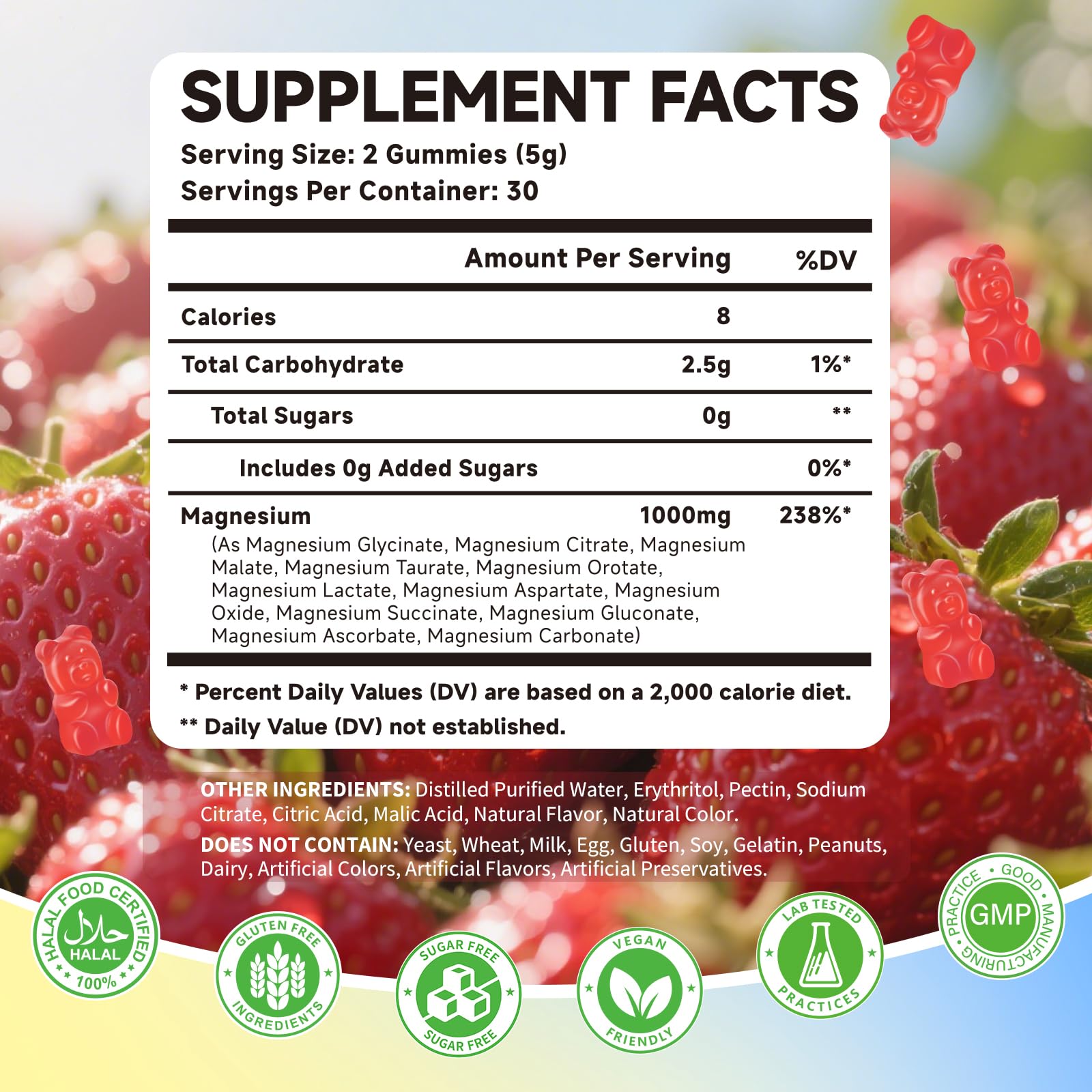Magnesium Complex Gummies 1000mg | 12-in-1 Magnesium Complex Supplement with Glycinate, Citrate, Malate & Taurate Supports Muscle Function, Bone Health, Rest & Relaxation – Strawberry Flavor, 60 Count - dailyvitalstore