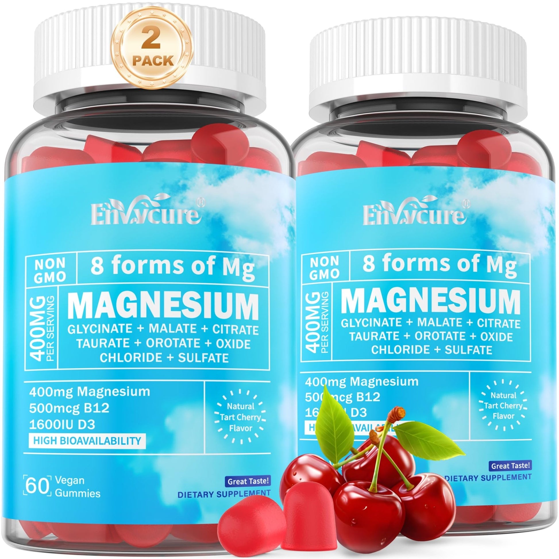 Magnesium Complex Gummies 400mg | as 8 Forms of Magnesium Glycinate, Malate, Citrate, Taurate, Oxide & More | w/Ashwagandha Extract, D3 & B12 Supports for Calm, Zzz, Mood, Muscle Cramp - Vegan 120Cts - dailyvitalstore