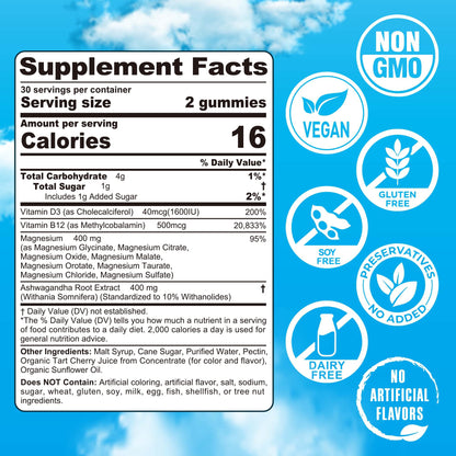 Magnesium Complex Gummies 400mg | as 8 Forms of Magnesium Glycinate, Malate, Citrate, Taurate, Oxide & More | w/Ashwagandha Extract, D3 & B12 Supports for Calm, Zzz, Mood, Muscle Cramp - Vegan 120Cts - dailyvitalstore