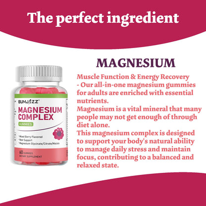 Magnesium Complex Gummies 800mg - 60 Counts Magnesium Glycinate&Citrate&Malate Gummy for Rest Muscle Function - dailyvitalstore