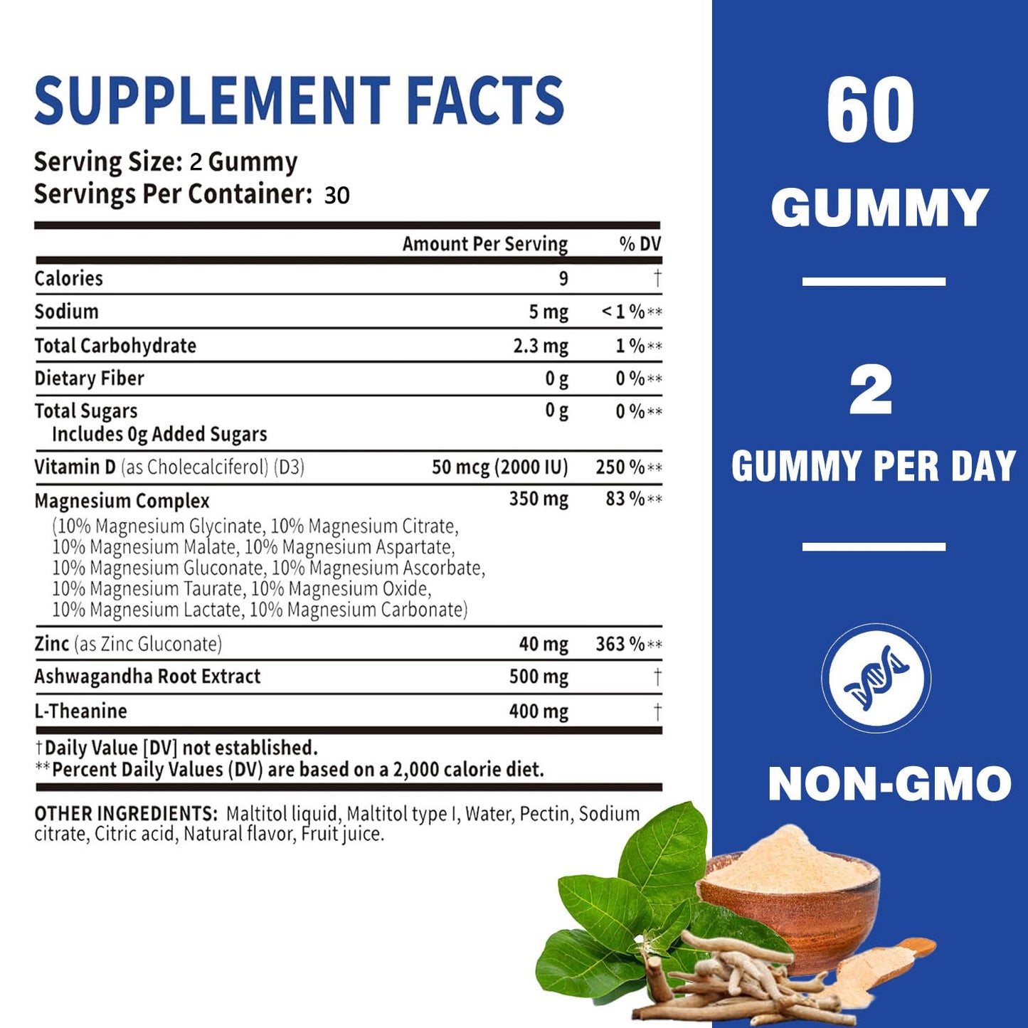 Magnesium Complex Gummies for Women & Men, Calm Magnesium Gummies for Women & Men, 14-in-1 with Ashwagandha, L-Theanine, Vitamin D3 & Zinc, 60 Count (1) - dailyvitalstore