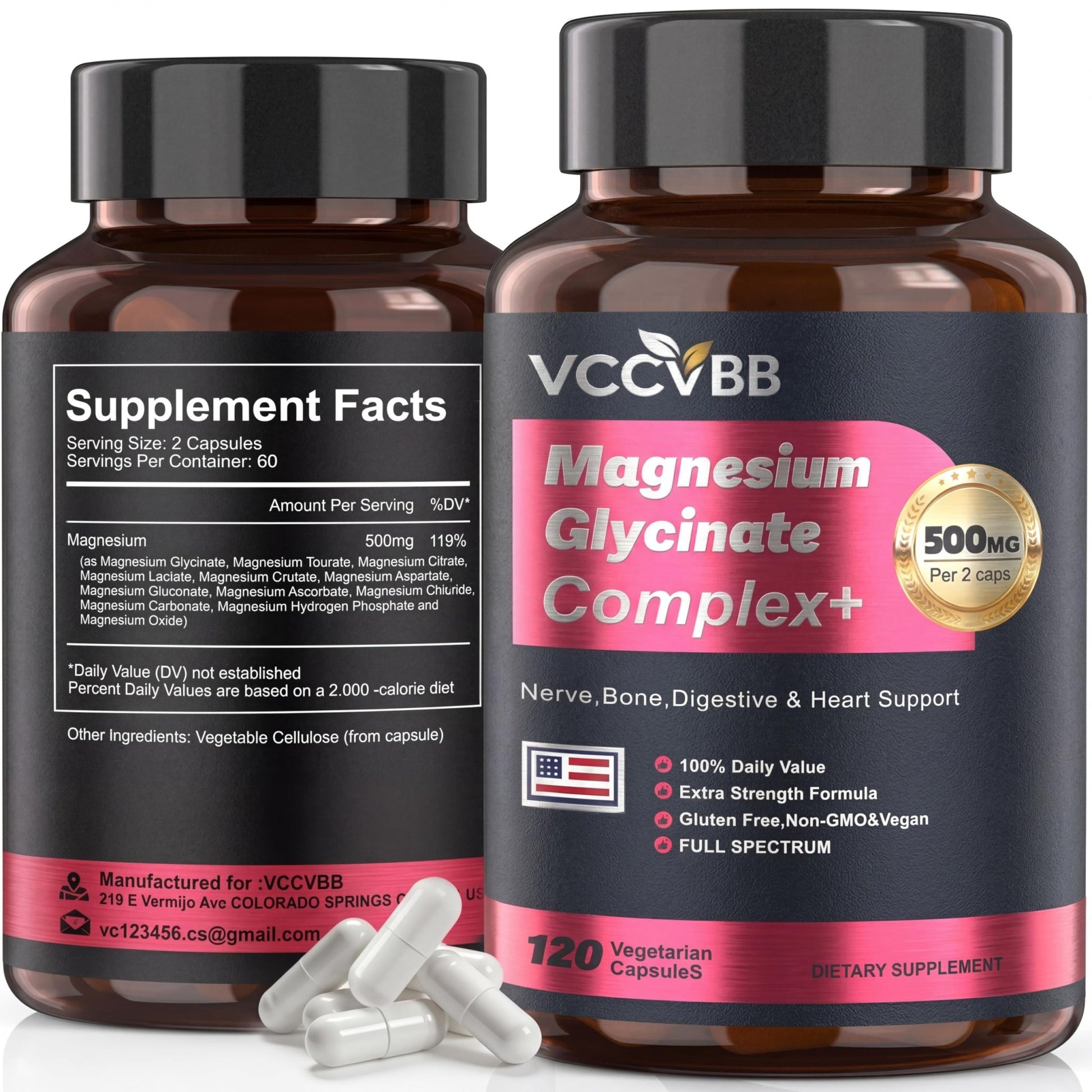 Magnesium Complex, Magnesium Glycinate, Elemental Magnesium Supplement with Taurate, Citrate, Orotate & Aspartate, Supports Muscle Relaxation, Heart Health, Sleep & Energy | Vegan (500mg) - dailyvitalstore