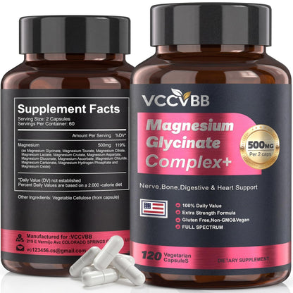 Magnesium Complex, Magnesium Glycinate, Elemental Magnesium Supplement with Taurate, Citrate, Orotate & Aspartate, Supports Muscle Relaxation, Heart Health, Sleep & Energy | Vegan (500mg) - dailyvitalstore