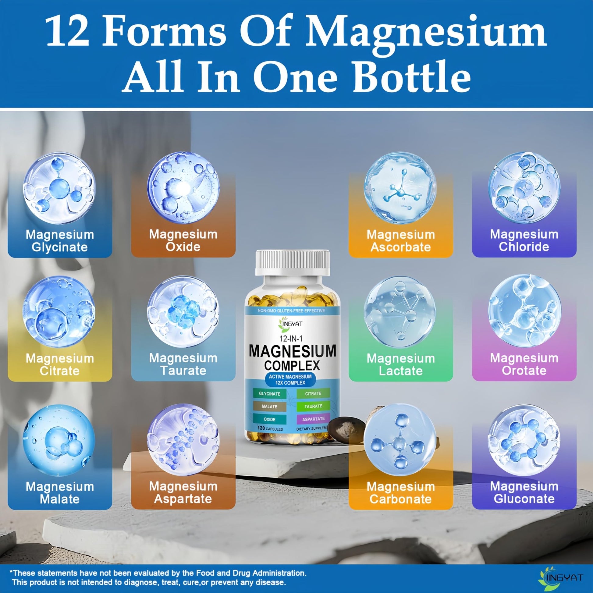 Magnesium Complex Softgels - 12-in-1 Magnesium Supplement with Glycinate,Citrate,Malate,Oxide,Taurate - High Absorption Magnesium Complex for Women & Men for Muscle, Heart, Sleep, Bone, Nerve Support - dailyvitalstore