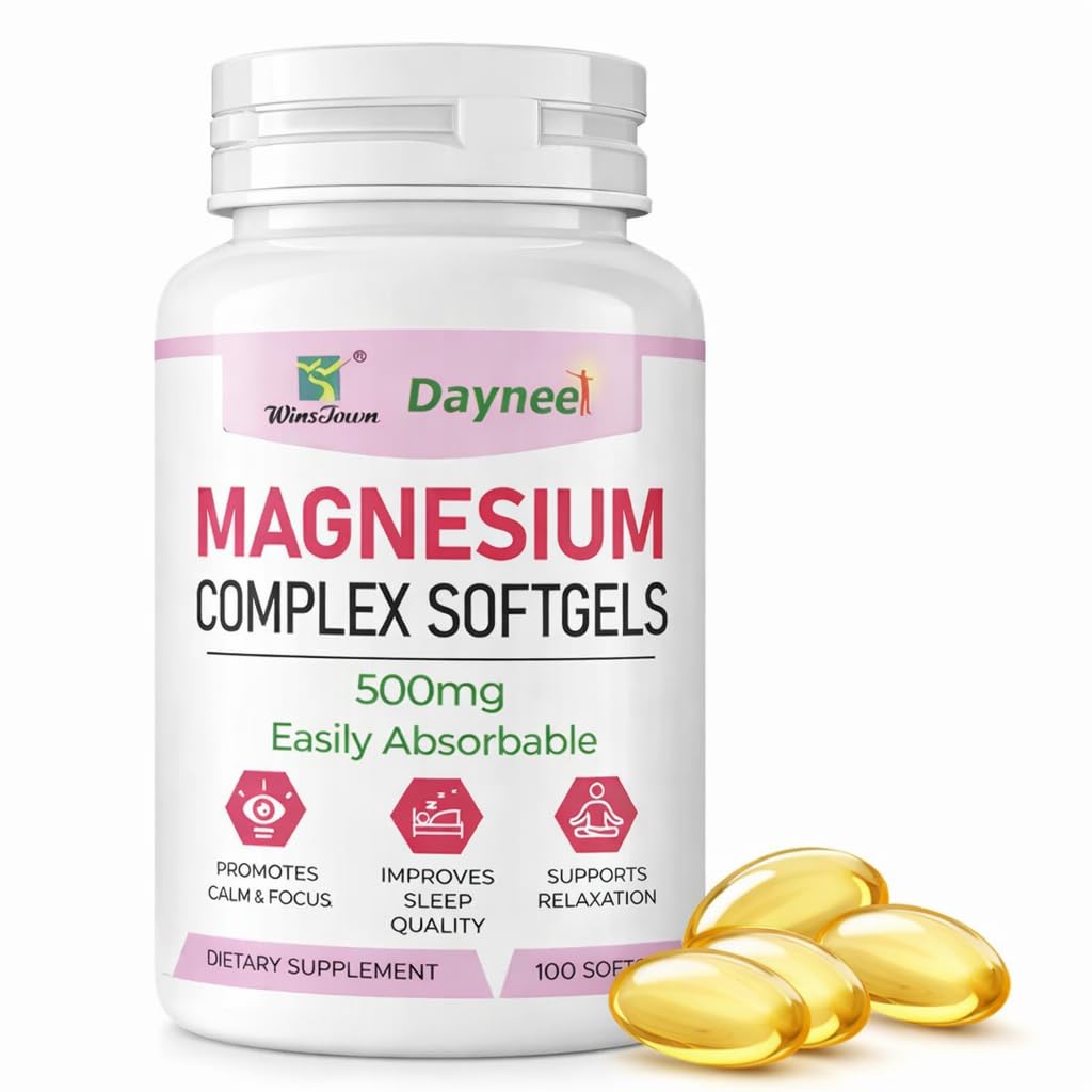 Magnesium Complex Softgels 500mg–Magnesium Supplement for Sleep, Relaxation&Muscle Support–Easy-to-Swallow Softgels–Daily Magnesium for Calm&Wellness, 100 Count - dailyvitalstore