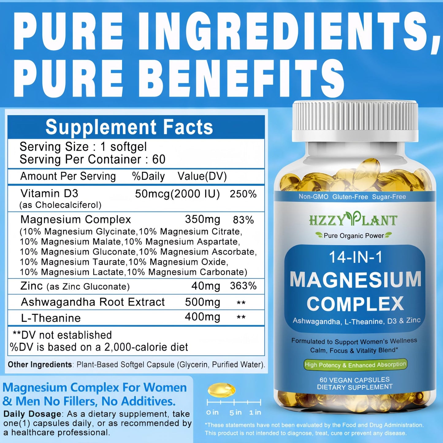 Magnesium Complex Softgels, High Absorption Magnesium Supplement with Glycinate, Citrate, Malate, Taurate, 14-in-1 Magnesium Complex for Women & Men for Muscle, Heart, Sleep Support, 2 Month Supply - dailyvitalstore