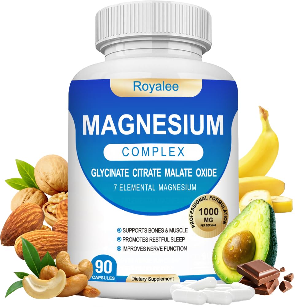 Magnesium Complex Supplement - 1000mg with 7 Magnesium Forms Including Glycinate, Citrate, Malate, Taurate & Orotate - Supports Relaxation, Muscle Function & Bone Strength - 90 Capsules - dailyvitalstore