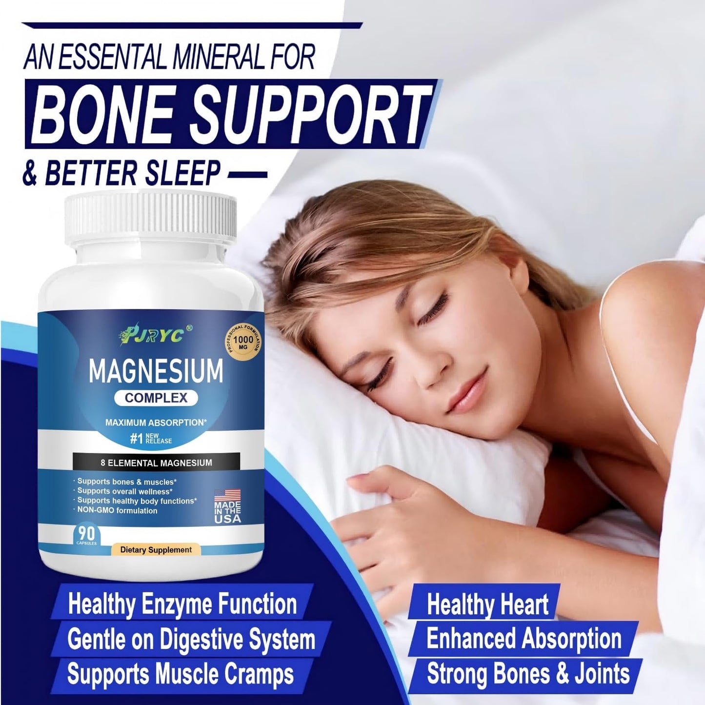 Magnesium Complex Supplement - 1000mg with 8 Magnesium Forms: Glycinate, Citrate, Malate, Taurate & Orotate - Supports Muscle Function, Bone Strength & Relaxation - Vegan, Non-GMO - 180 Capsules - dailyvitalstore