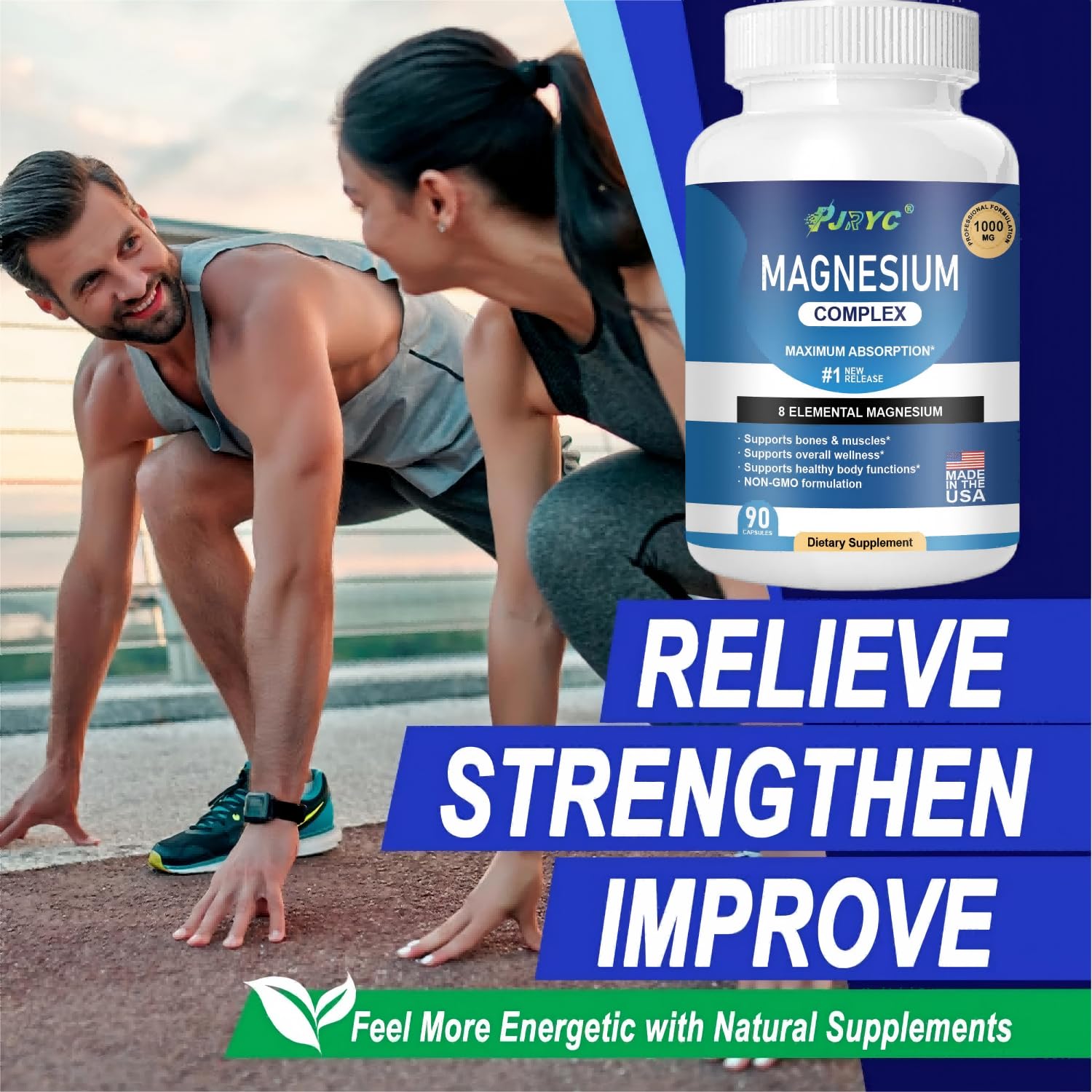 Magnesium Complex Supplement - 1000mg with 8 Magnesium Forms: Glycinate, Citrate, Malate, Taurate & Orotate - Supports Muscle Function, Bone Strength & Relaxation - Vegan, Non-GMO - 180 Capsules - dailyvitalstore
