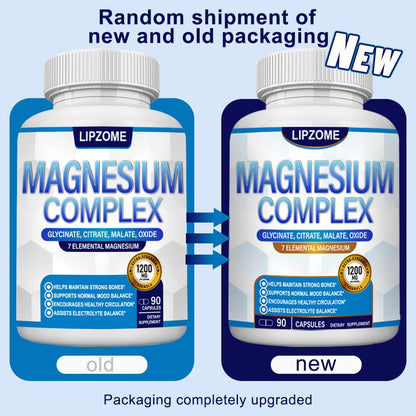 Magnesium Complex Supplement 1200mg - Advanced 7-in-1 Magnesium Blend - Glycinate, Citrate, Malate, Taurate, Oxide, Aspartate, Orotate – High Absorption Formula – Non-GMO, 90 Capsules - dailyvitalstore