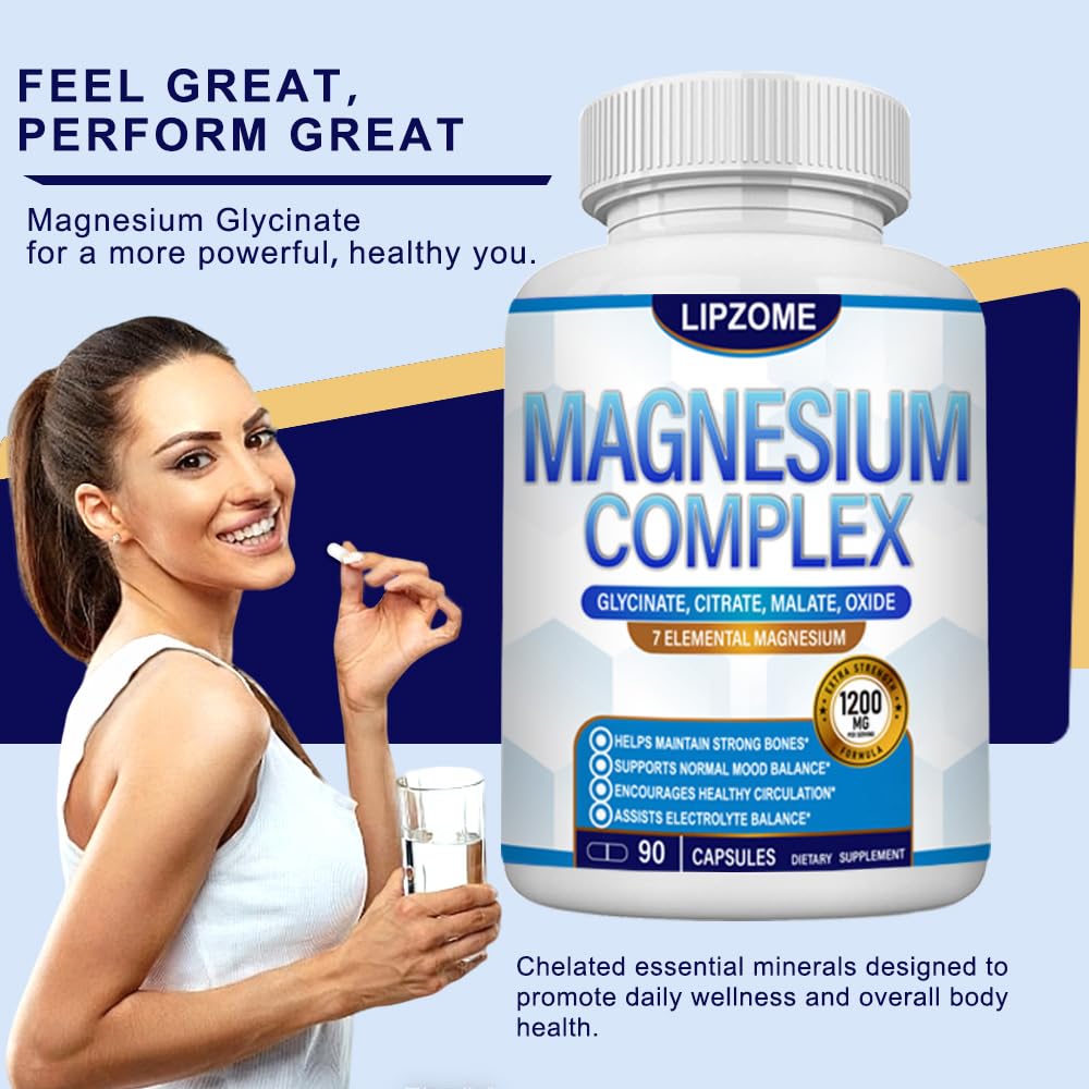 Magnesium Complex Supplement 1200mg - Advanced 7-in-1 Magnesium Blend - Glycinate, Citrate, Malate, Taurate, Oxide, Aspartate, Orotate – High Absorption Formula – Non-GMO, 90 Capsules - dailyvitalstore