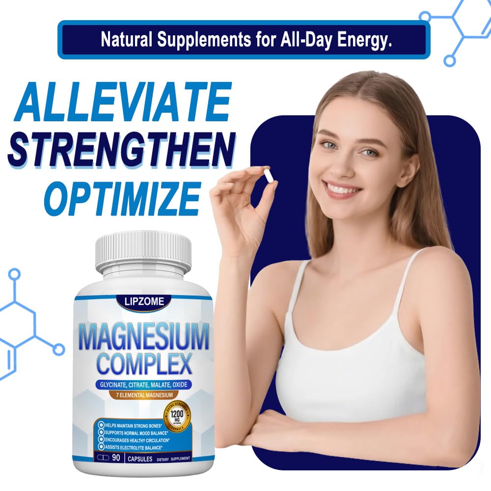 Magnesium Complex Supplement 1200mg - Advanced 7-in-1 Magnesium Blend - Glycinate, Citrate, Malate, Taurate, Oxide, Aspartate, Orotate – High Absorption Formula – Non-GMO, 90 Capsules - dailyvitalstore