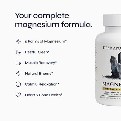 Magnesium Complex Supplement - 5 Forms Citrate Glycinate Malate Oxide Aquamin - Multi Magnesium Blend - High Absorption Chelated - Essential Mineral - Non-GMO Gluten-Free - 60 Capsules - dailyvitalstore
