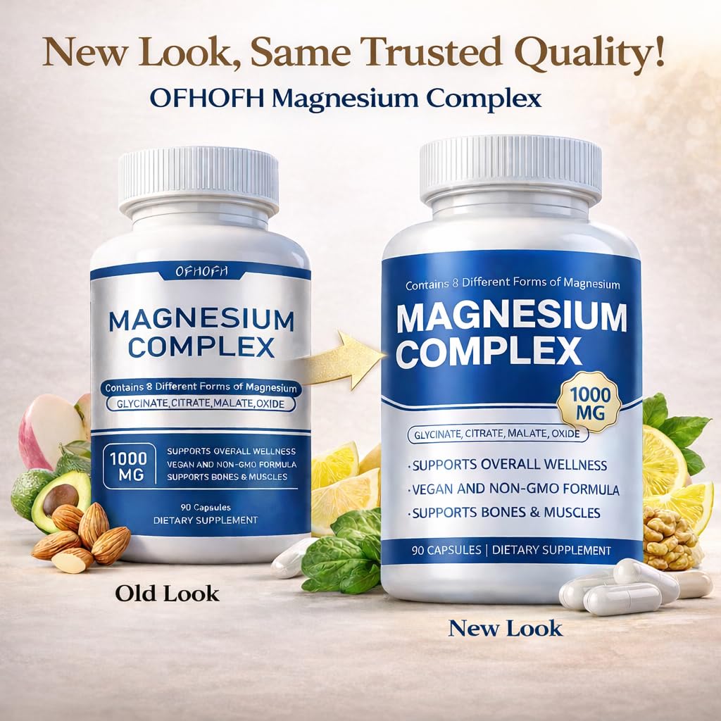 Magnesium Complex Supplement 8 Elemental - Magnesium Glycinate, Citrate, Malate, Oxide | Easy Absorption for Bones, Muscle, Energy, Vegan, Non-GMO 90 Capsules (1pc) - dailyvitalstore