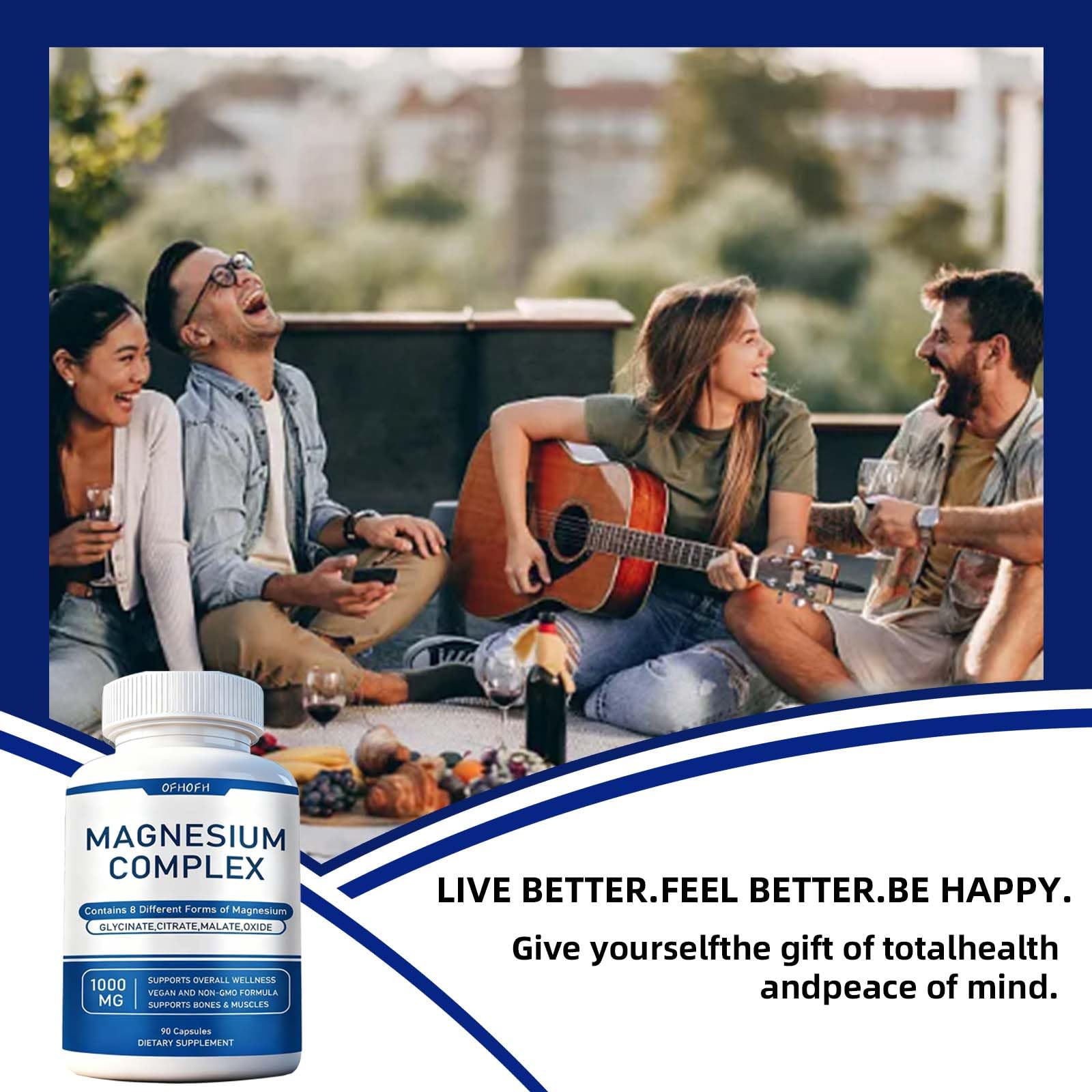 Magnesium Complex Supplement 8 Elemental - Magnesium Glycinate, Citrate, Malate, Oxide | Easy Absorption for Bones, Muscle, Energy, Vegan, Non-GMO 90 Capsules (1pc) - dailyvitalstore
