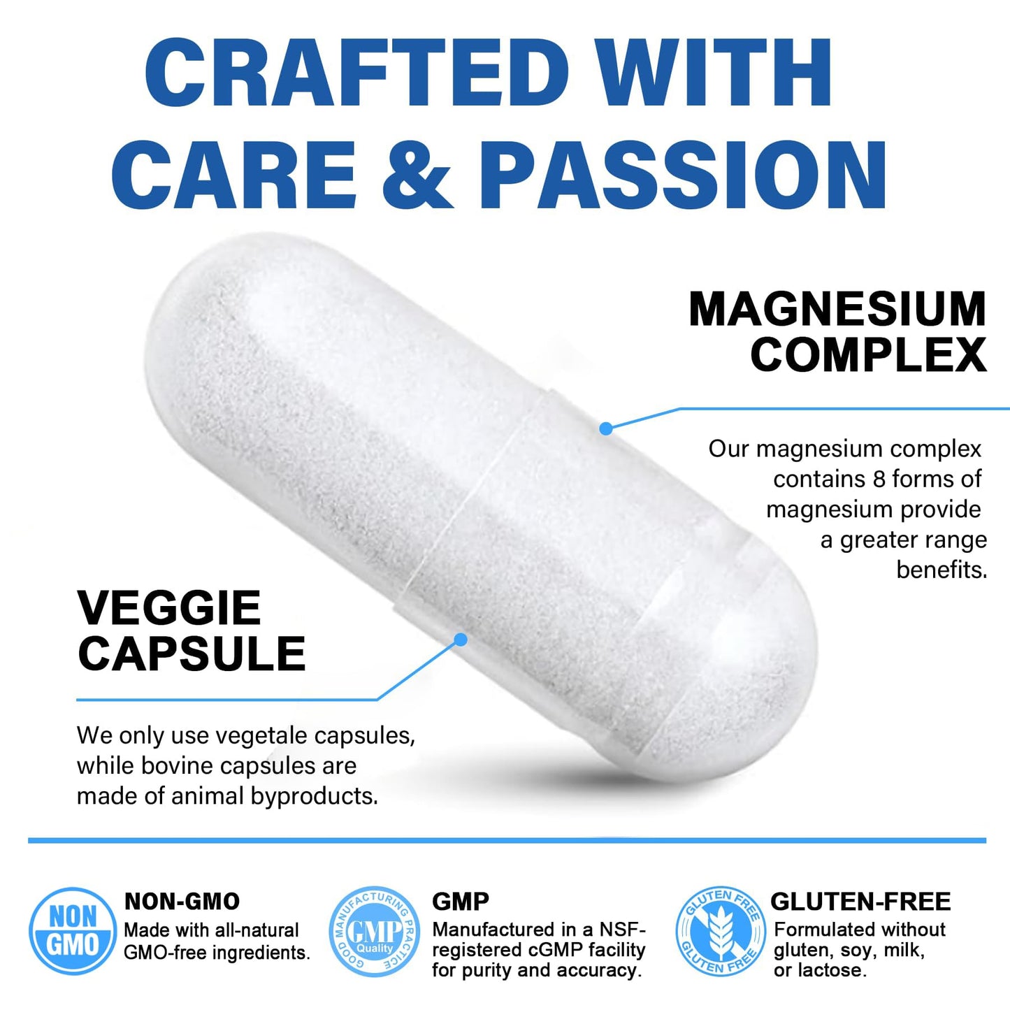 Magnesium Complex Supplement 8 Forms, 500mg Magnesium Glycinate, Malate, Citrate, High Absorption Mg for Calm, Sleep, Mood & Healthy Muscle, Pack of 2, Total 120 Vegan Capsules - dailyvitalstore