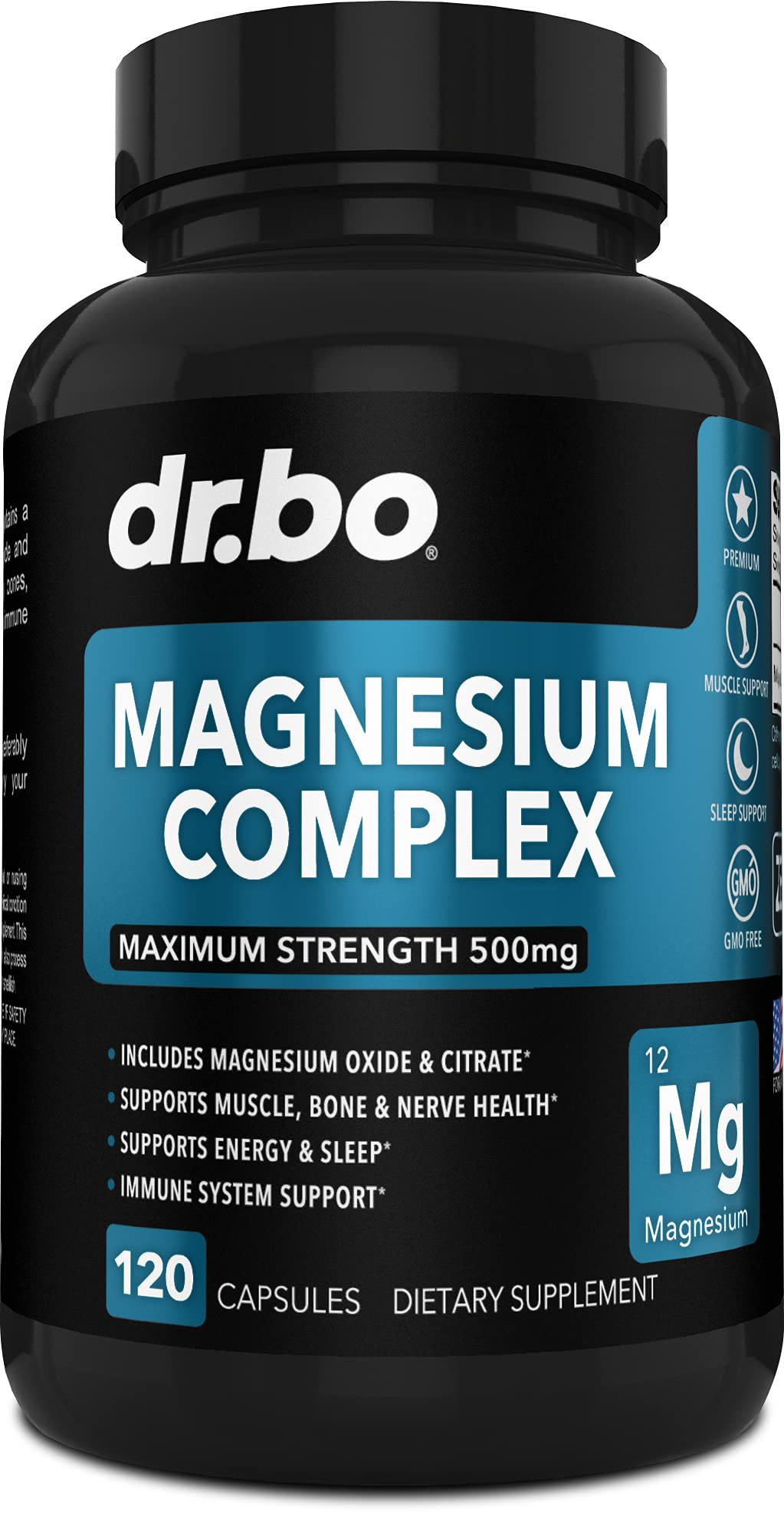 Magnesium Complex Supplement Capsules 500mg - Support Energy, Relaxation, Leg Cramps & Legs - Help Aid Muscle Support Supplements - High Absorption Premium Mag Citrate Oxide - 120 Capsules - dailyvitalstore