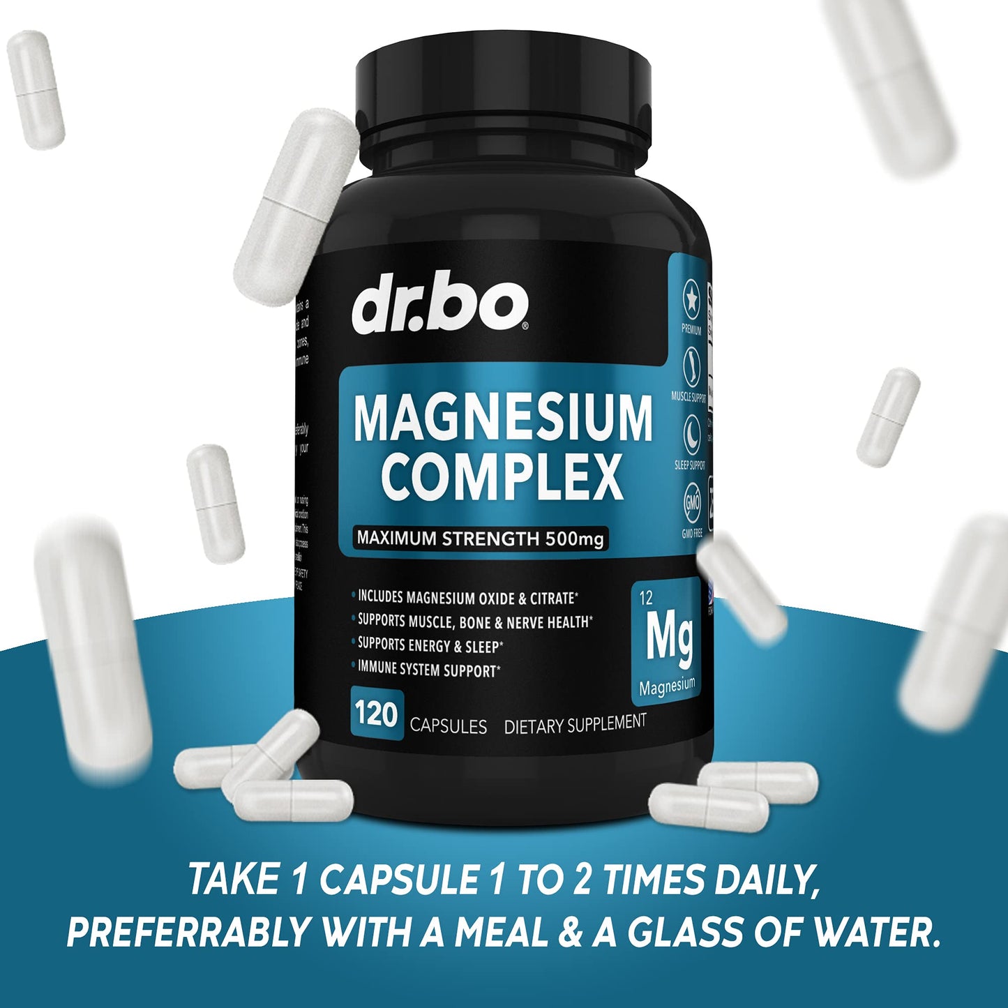 Magnesium Complex Supplement Capsules 500mg - Support Energy, Relaxation, Leg Cramps & Legs - Help Aid Muscle Support Supplements - High Absorption Premium Mag Citrate Oxide - 120 Capsules - dailyvitalstore