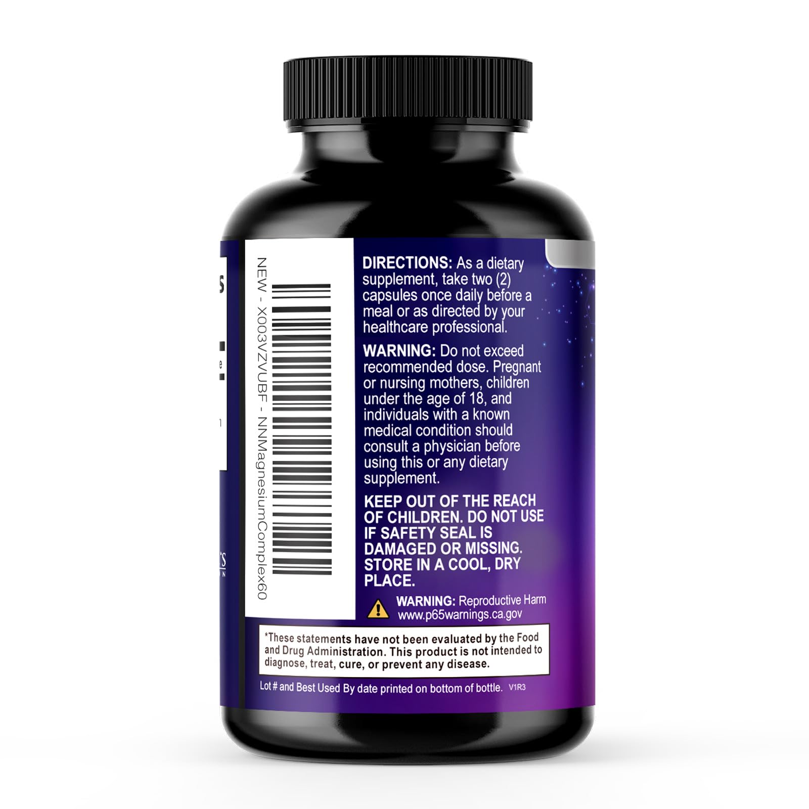 Magnesium Complex Supplement - Magnesium 500 mg Per Serving - 4 in 1 High Absorption Blend - 100% Chelated Magnesium Glycinate with Malate, Citrate & Oxide - Vegan Complex - USA Bottled - 60 Capsules - dailyvitalstore