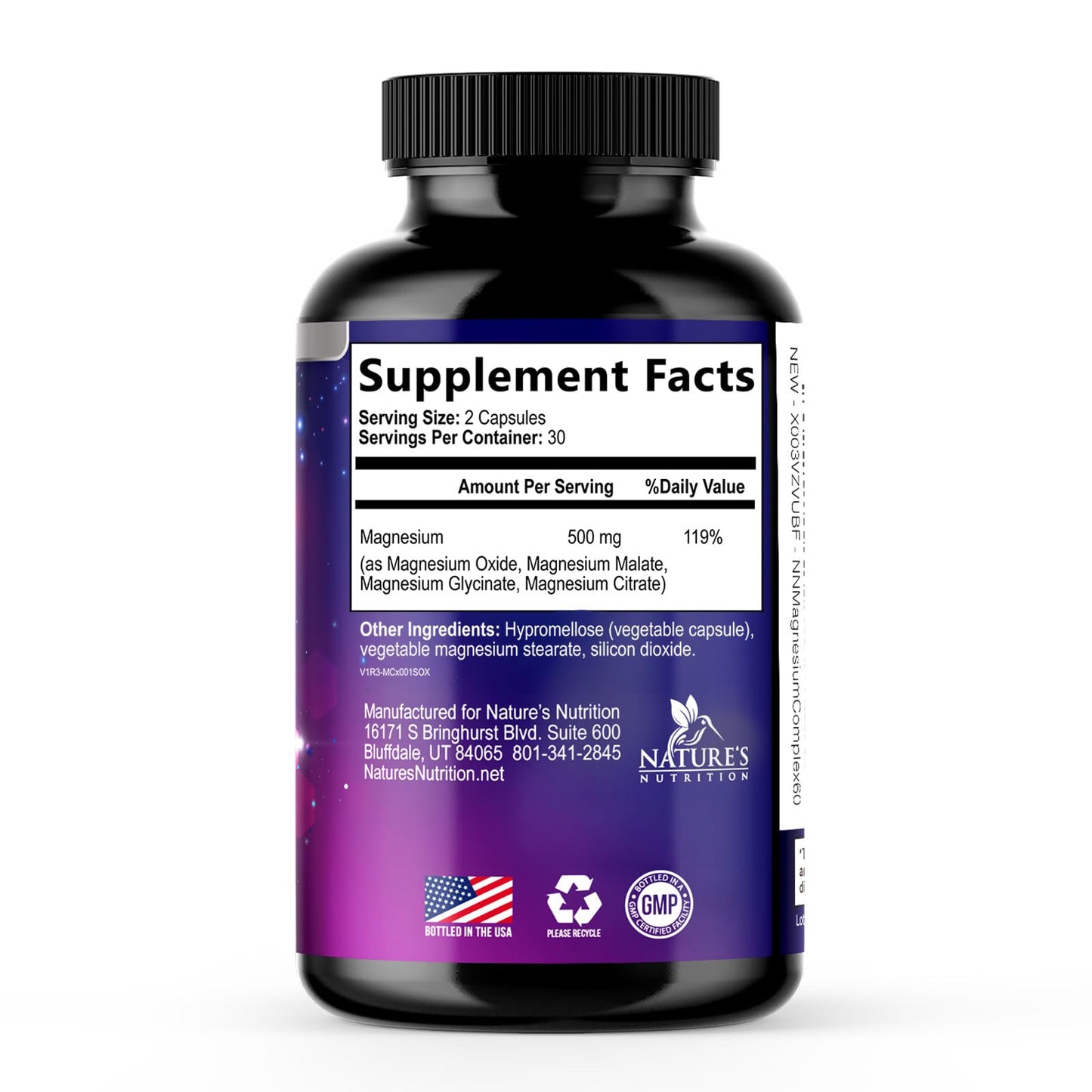 Magnesium Complex Supplement - Magnesium 500 mg Per Serving - 4 in 1 High Absorption Blend - 100% Chelated Magnesium Glycinate with Malate, Citrate & Oxide - Vegan Complex - USA Bottled - 60 Capsules - dailyvitalstore