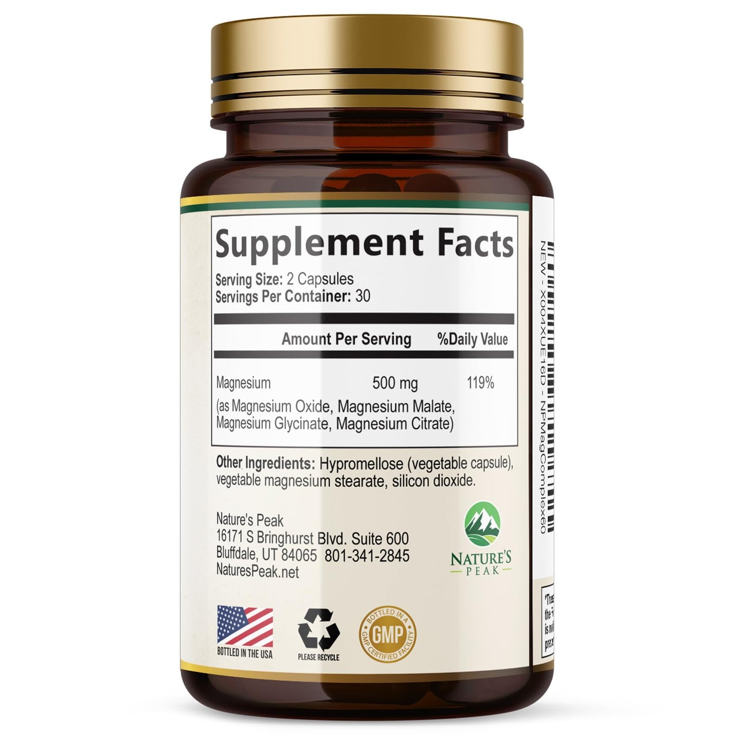 Magnesium Complex Supplement - Magnesium 500mg Per Serving - High Absorption Blend of Glycinate, Citrate, Malate, Oxide - Supports Sleep, Muscle, Bone, Heart Health - Bottled in USA - 60 Capsules - dailyvitalstore