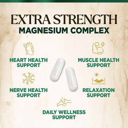 Magnesium Complex Supplement - Magnesium 500mg Per Serving - High Absorption Blend of Glycinate, Citrate, Malate, Oxide - Supports Sleep, Muscle, Bone, Heart Health - Bottled in USA - 60 Capsules - dailyvitalstore