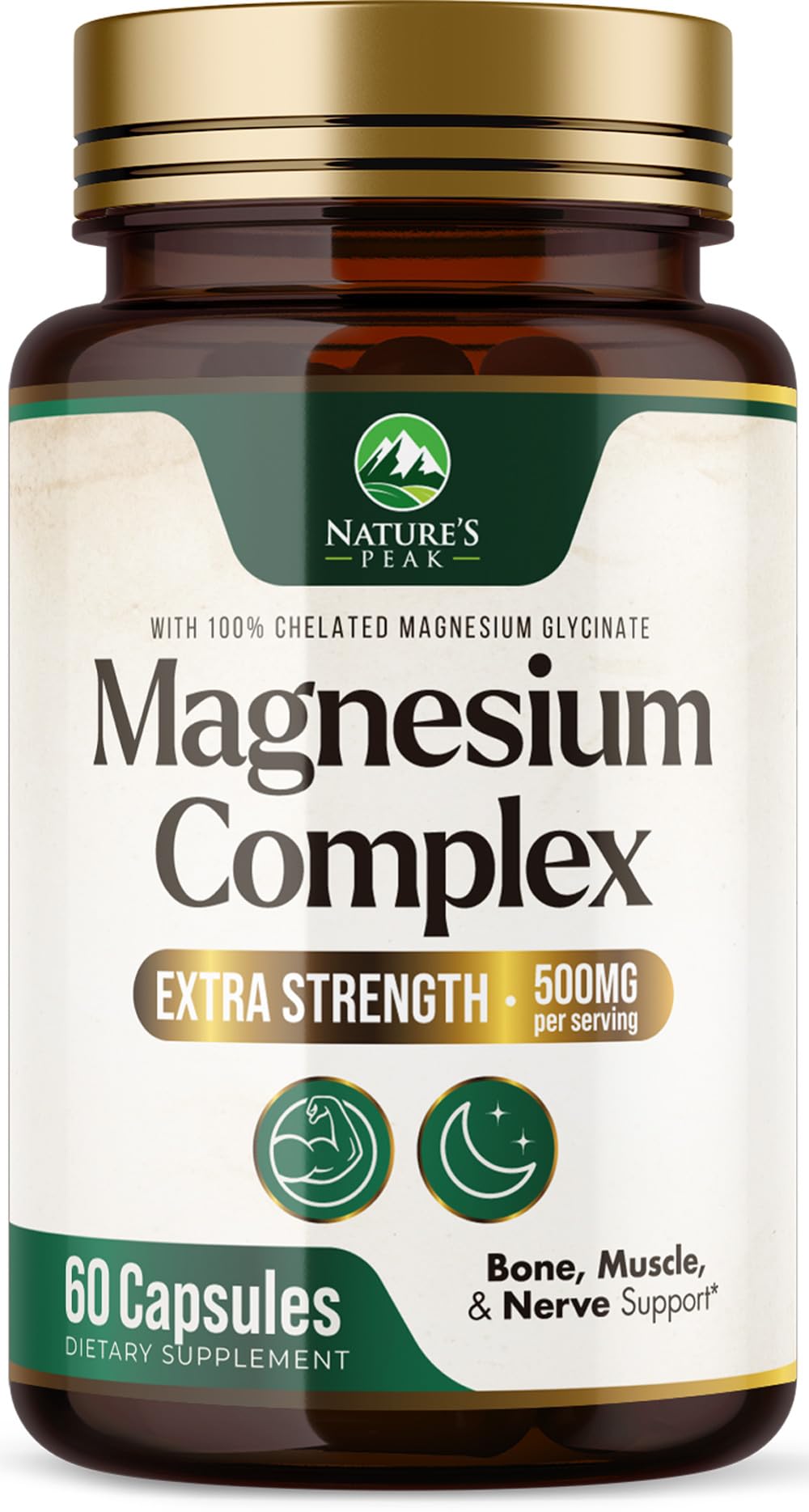 Magnesium Complex Supplement - Magnesium 500mg Per Serving - High Absorption Blend of Glycinate, Citrate, Malate, Oxide - Supports Sleep, Muscle, Bone, Heart Health - Bottled in USA - 60 Capsules - dailyvitalstore