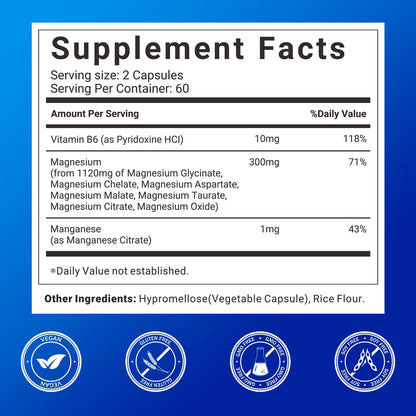 Magnesium Complex Supplement with 7 Forms of Magnesium Glycinate, Malate, Citrate & More, High Absorption for Bones, Muscle, Recovery, Energy, Vegan Non-GMO 120 Capsules - dailyvitalstore