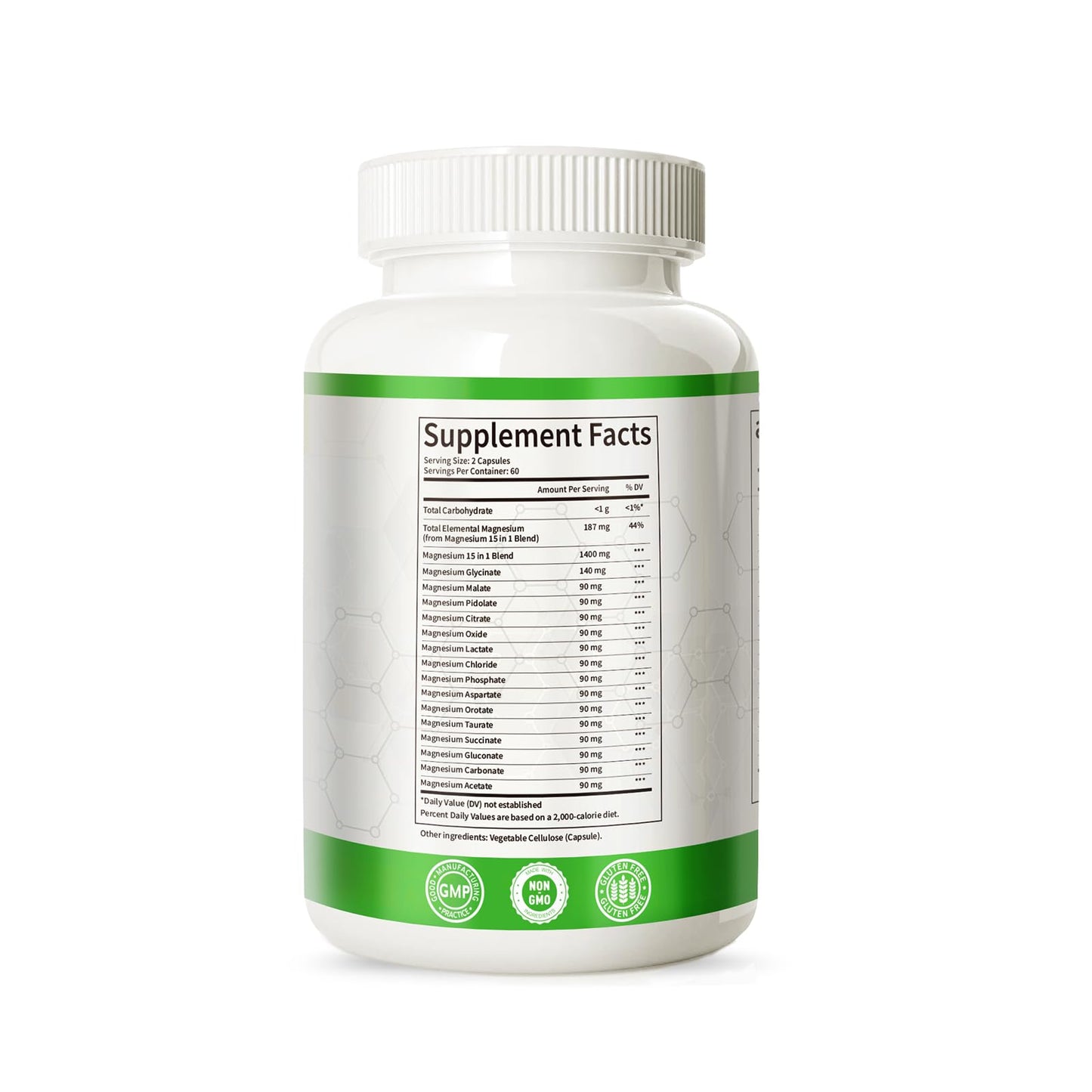 Magnesium Complex with 15 Types Magnesium Glycinate Citrate Malate Taurate Oxide Carbonate Chloride Orotate Magnesio Muscle, Heart, Relaxation & Nerves 120 Vegan Capsules, 60-Day Supply - dailyvitalstore