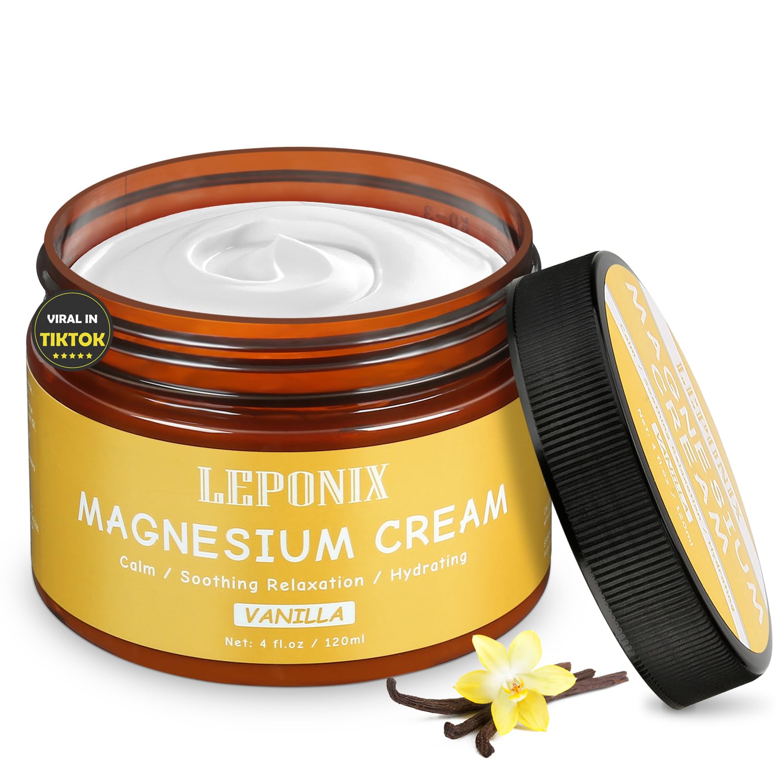 Magnesium Cream for Sleep & Muscle Recovery - Soothing Topical Magnesium Lotion for Leg Cramps, Joint Comfort, Pain Relief - Relaxing Magnesium Body Butter for Men Women Kids (120ml, Vanilla) - dailyvitalstore